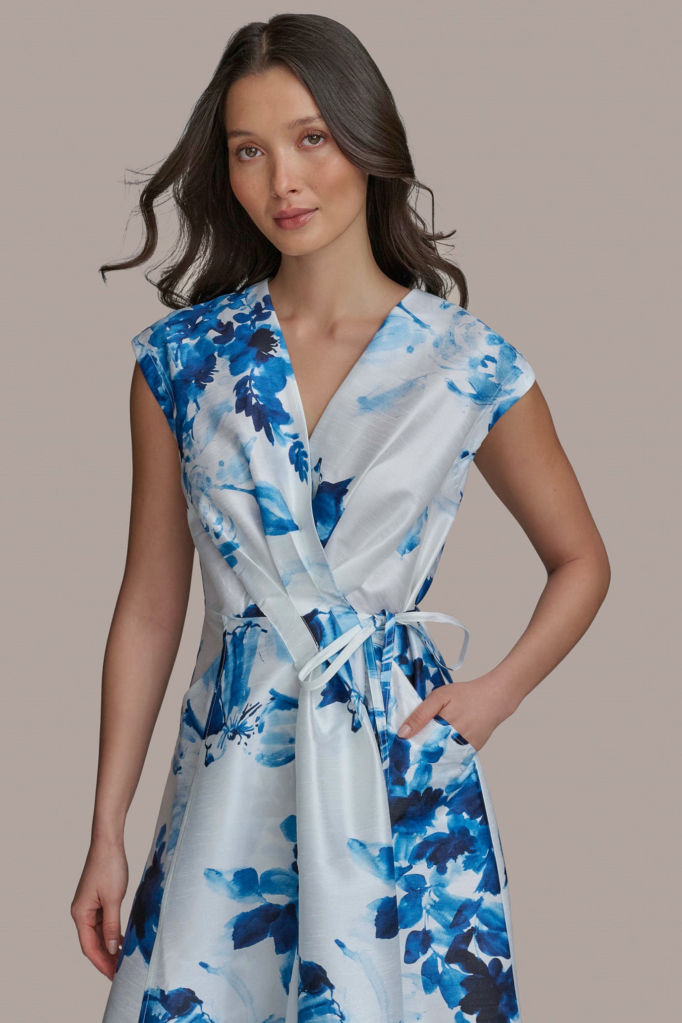 FLORAL DUPIONI MIDI WRAP DRESS VIEW 5 | Essential Dresses FLORAL DUPIONI MIDI WRAP DRESS VIEW 5 | Essential Dresses