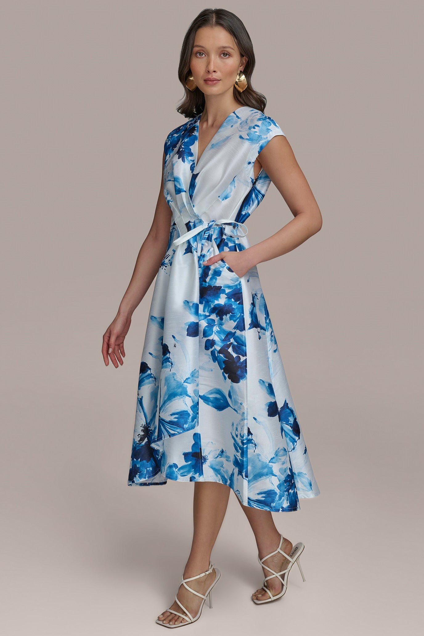FLORAL DUPIONI MIDI WRAP DRESS VIEW 3 | Essential Dresses FLORAL DUPIONI MIDI WRAP DRESS VIEW 3 | Essential Dresses