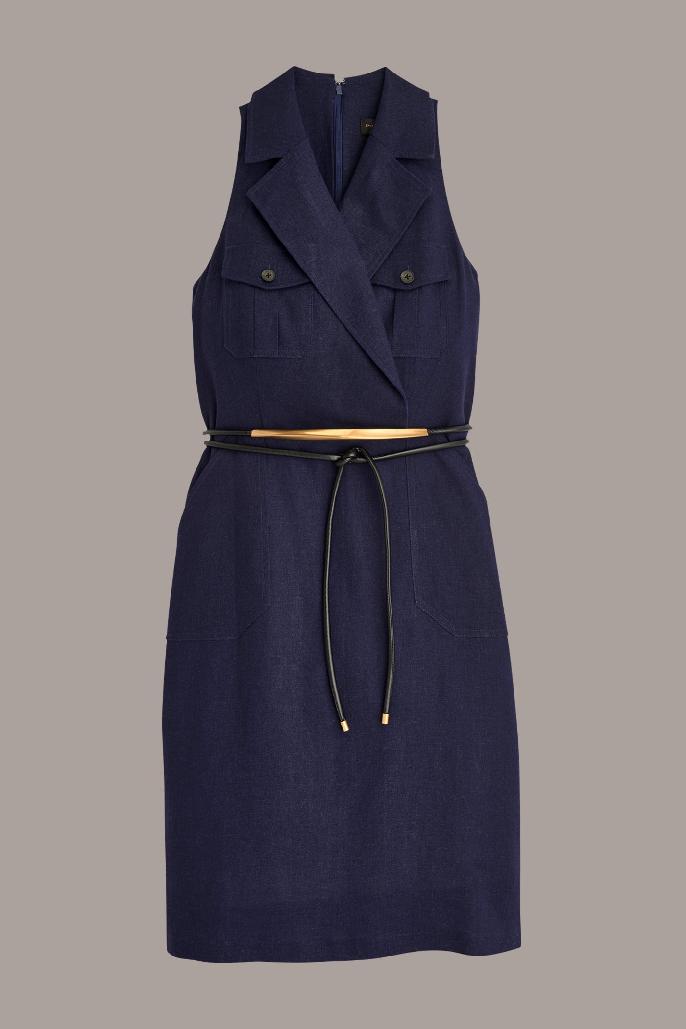 BELTED LINEN-BLEND MOTO SHEATH DRESS VIEW 8 | Essential Dresses BELTED LINEN-BLEND MOTO SHEATH DRESS VIEW 8 | Essential Dresses