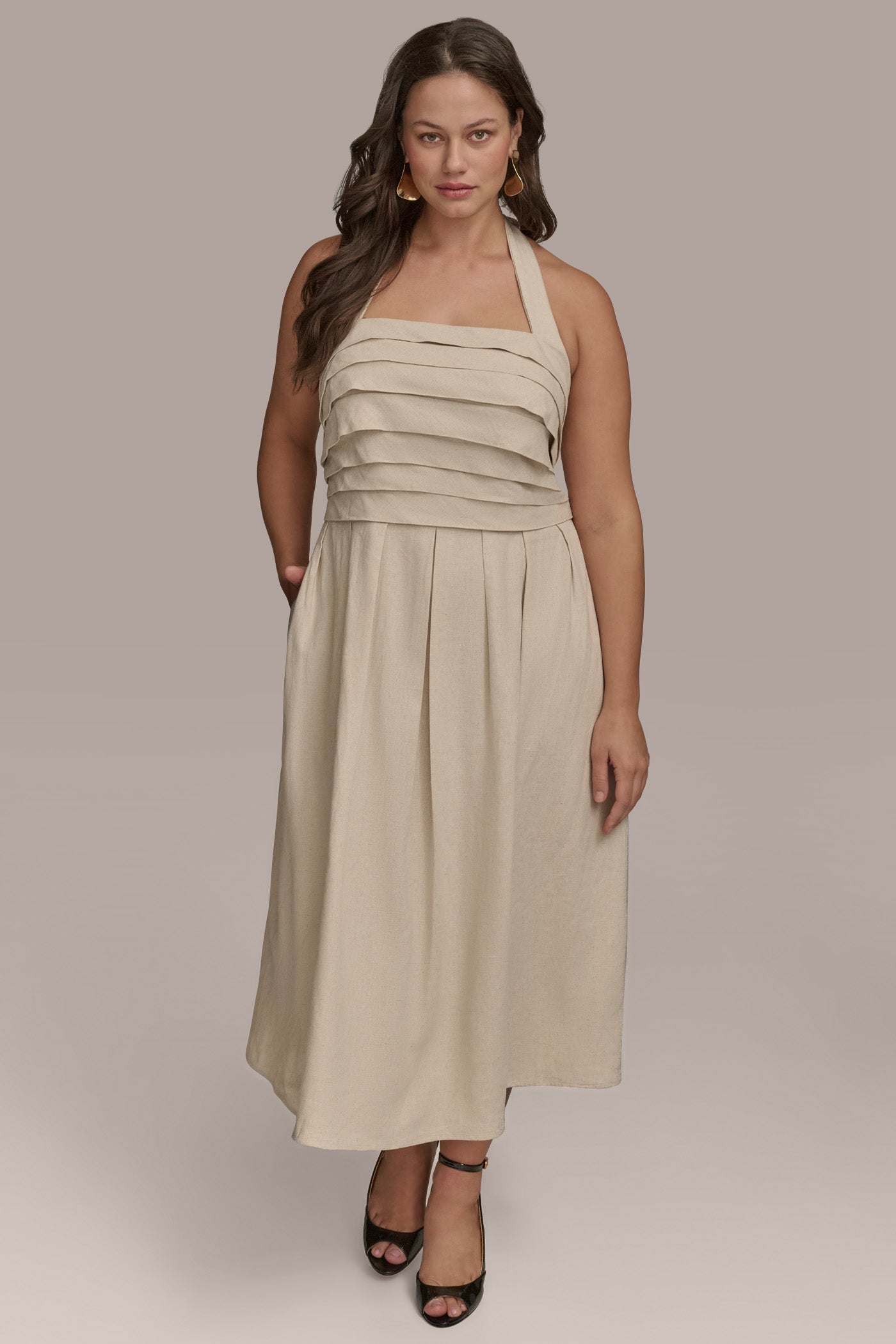 PLEATED HALTERNECK MIDI DRESS VIEW 9 | Essential Dresses PLEATED HALTERNECK MIDI DRESS VIEW 9 | Essential Dresses