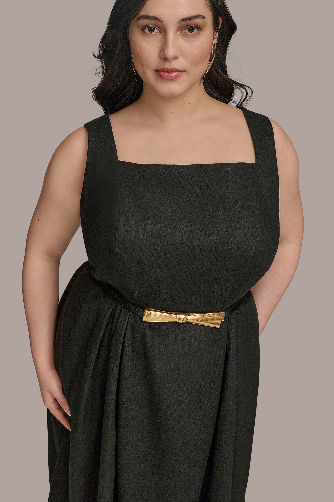 BELTED SQUARE-NECK DRESS VIEW 13 | Black Dresses BELTED SQUARE-NECK DRESS VIEW 13 | Black Dresses