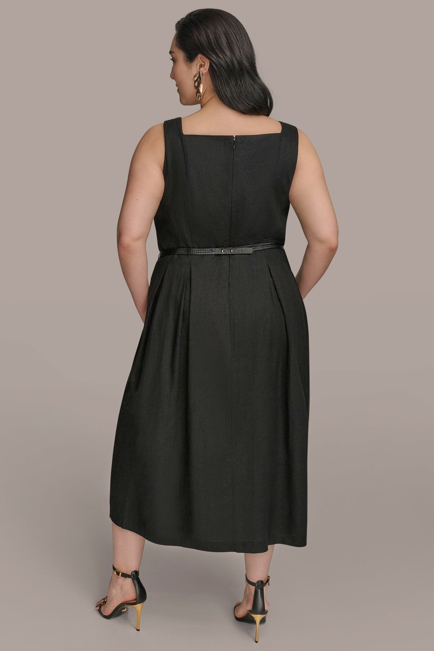 BELTED SQUARE-NECK DRESS VIEW 9 | Black Dresses BELTED SQUARE-NECK DRESS VIEW 9 | Black Dresses
