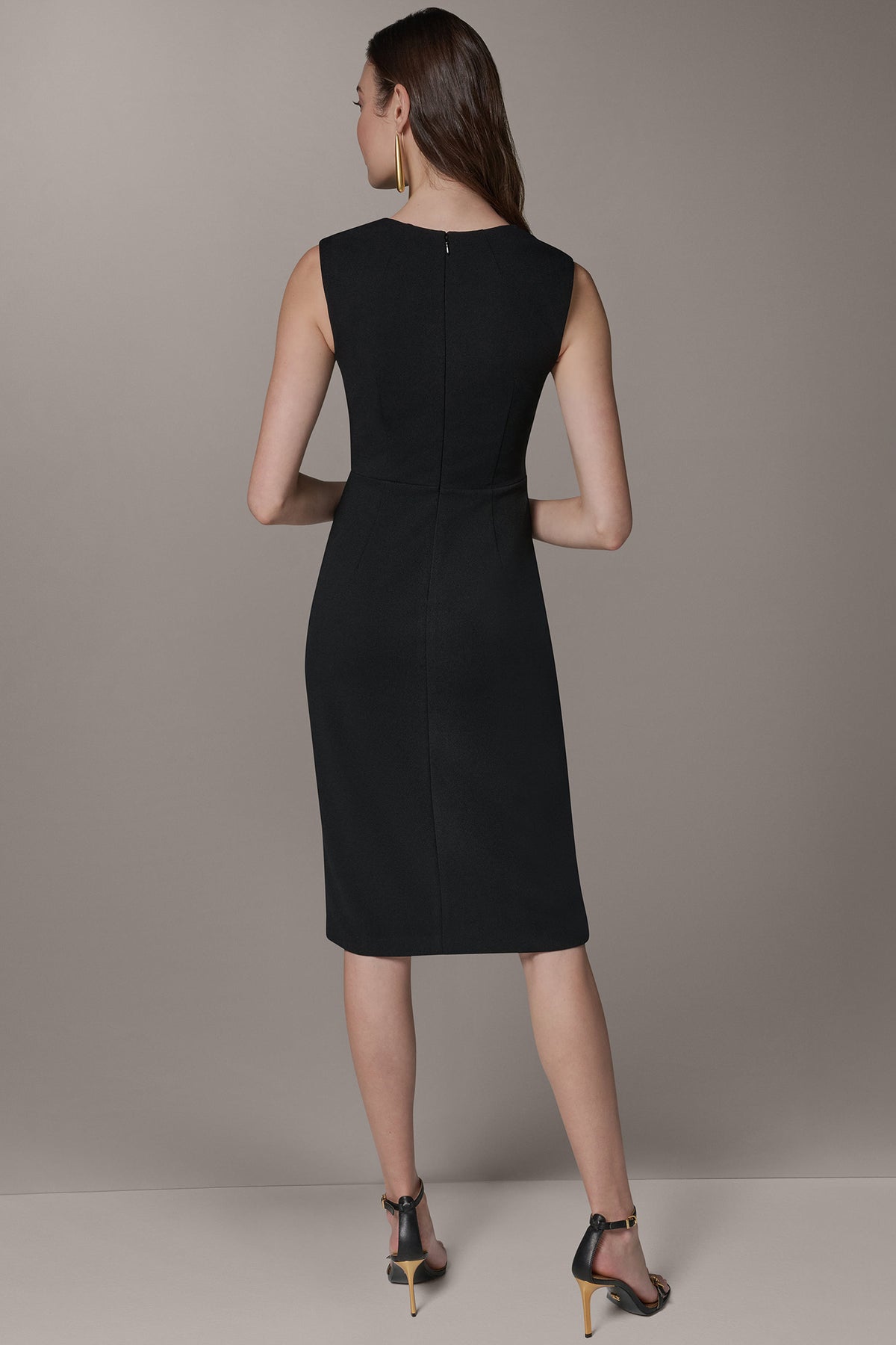 Donna Karan Women's Sleeveless Wrap-Effect Midi Dress in Black