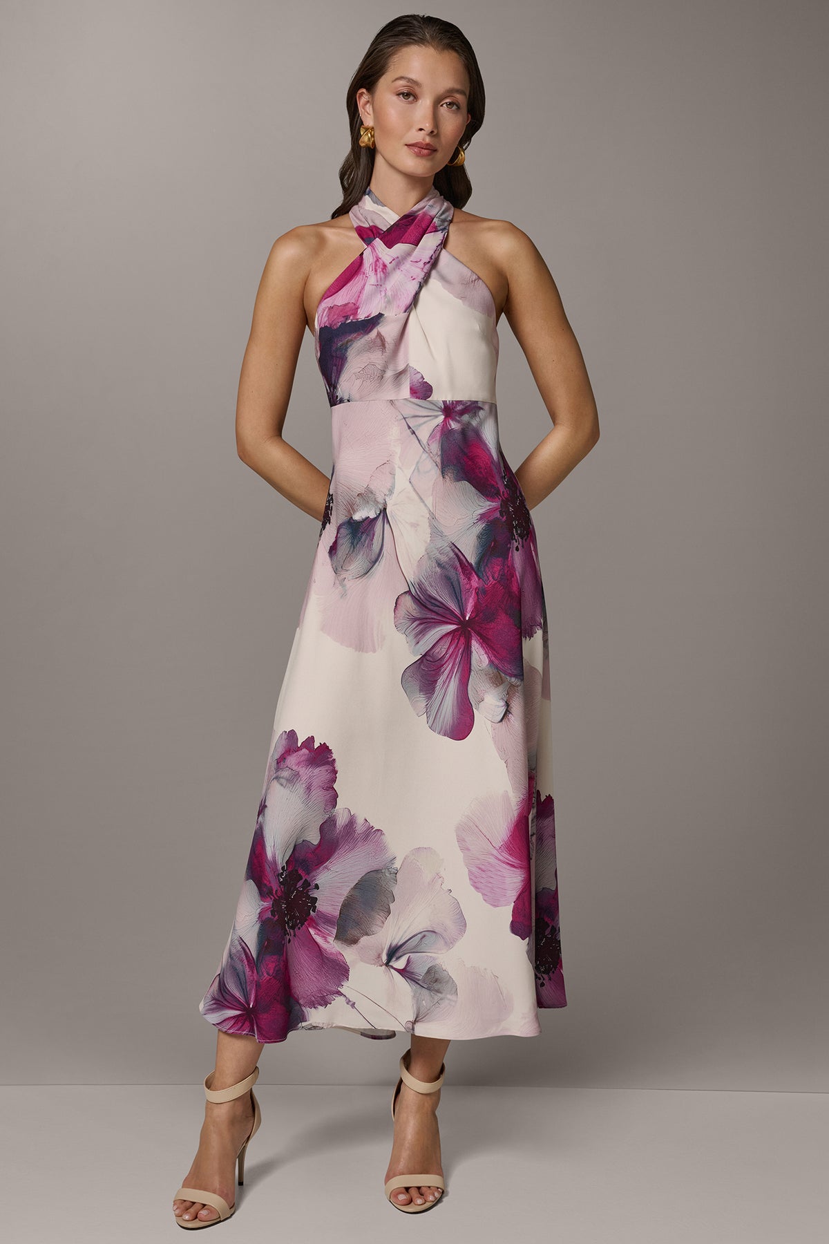 Sleeveless Cross Front Midi A Line Halter Dress | A-Line DressMidi Dress | Donna Karan Sleeveless Cross Front Midi A Line Halter Dress | A-Line DressMidi Dress | Donna Karan