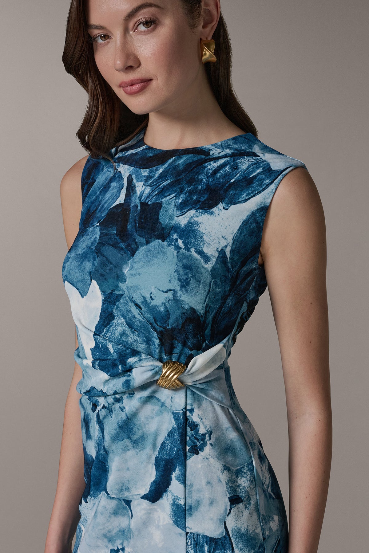 Sleeveless Twist Waist Midi Sheath | Sheath Dress
