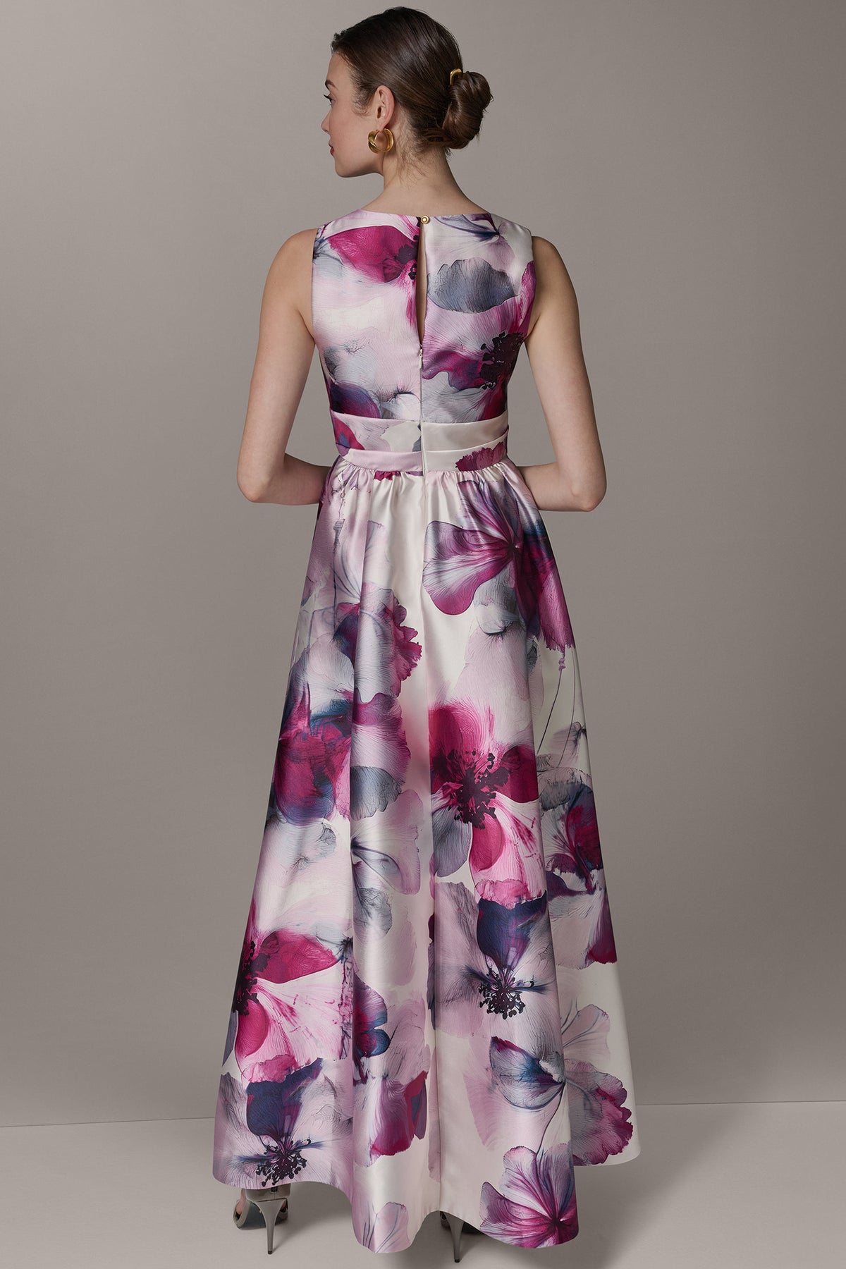 Donna Karan Women's V-Neck Ball Gown Sleeveless Printed Maxi Dress - Sangria Multi