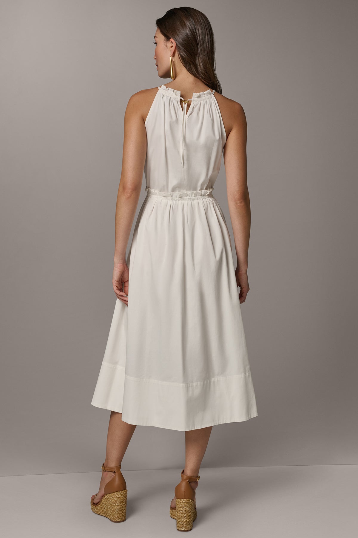 Sleeveless Drawstring Waist Midi Halter Dress | Midi Dress