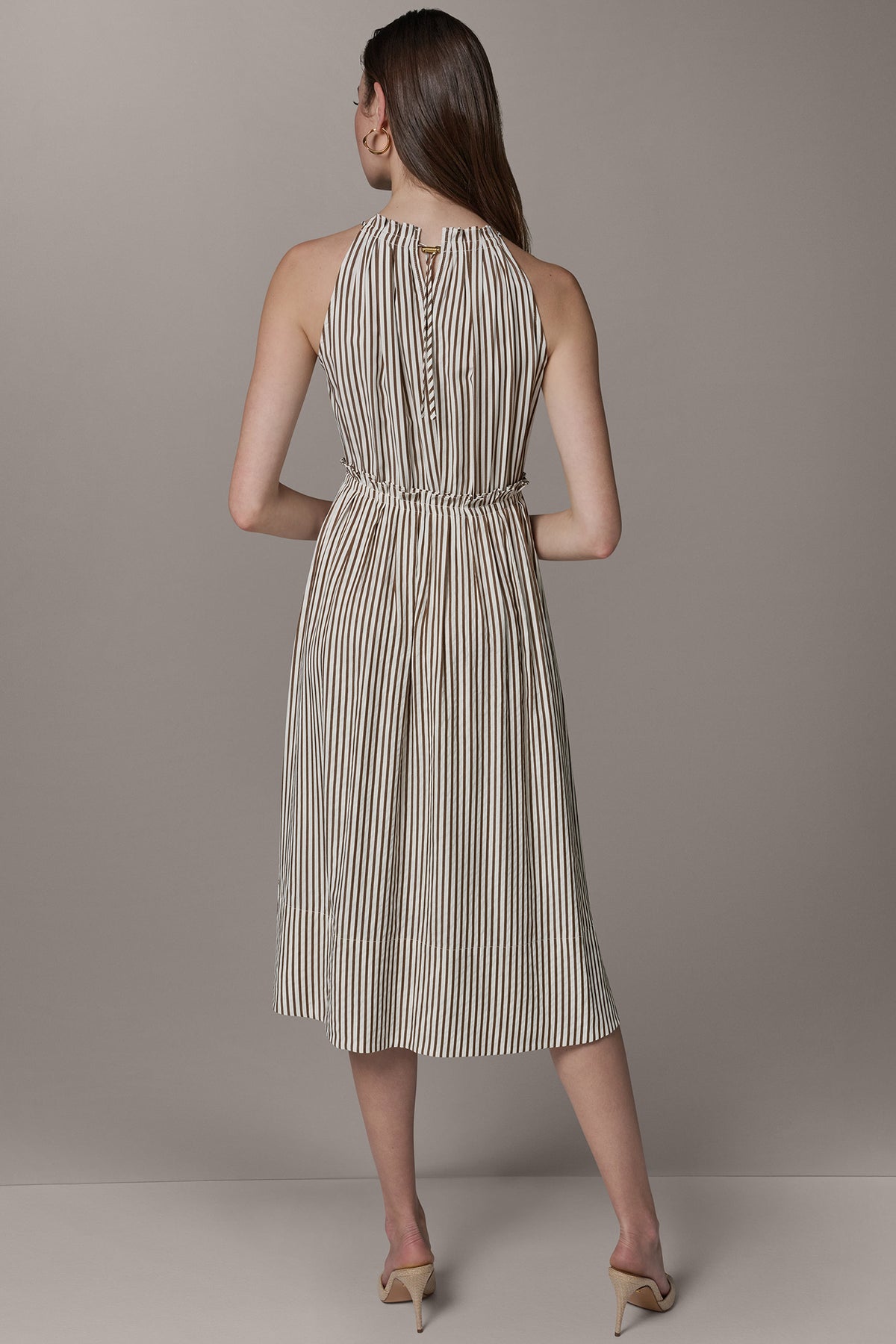 donna karan french twill halter neck sleeveless a-line dress Women's Drawstring Waist Midi in Cream/Russet White, Size 4 line sleeveless midi dress VanillaS Hello Molly Satin Long Color:Tiffany Blue