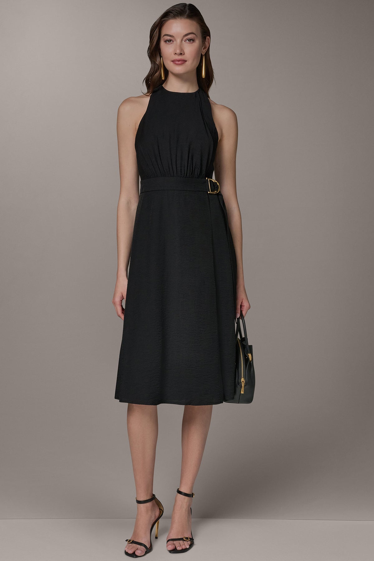 Donna Karan Women's Midi Halter Dress in Black, Size 4