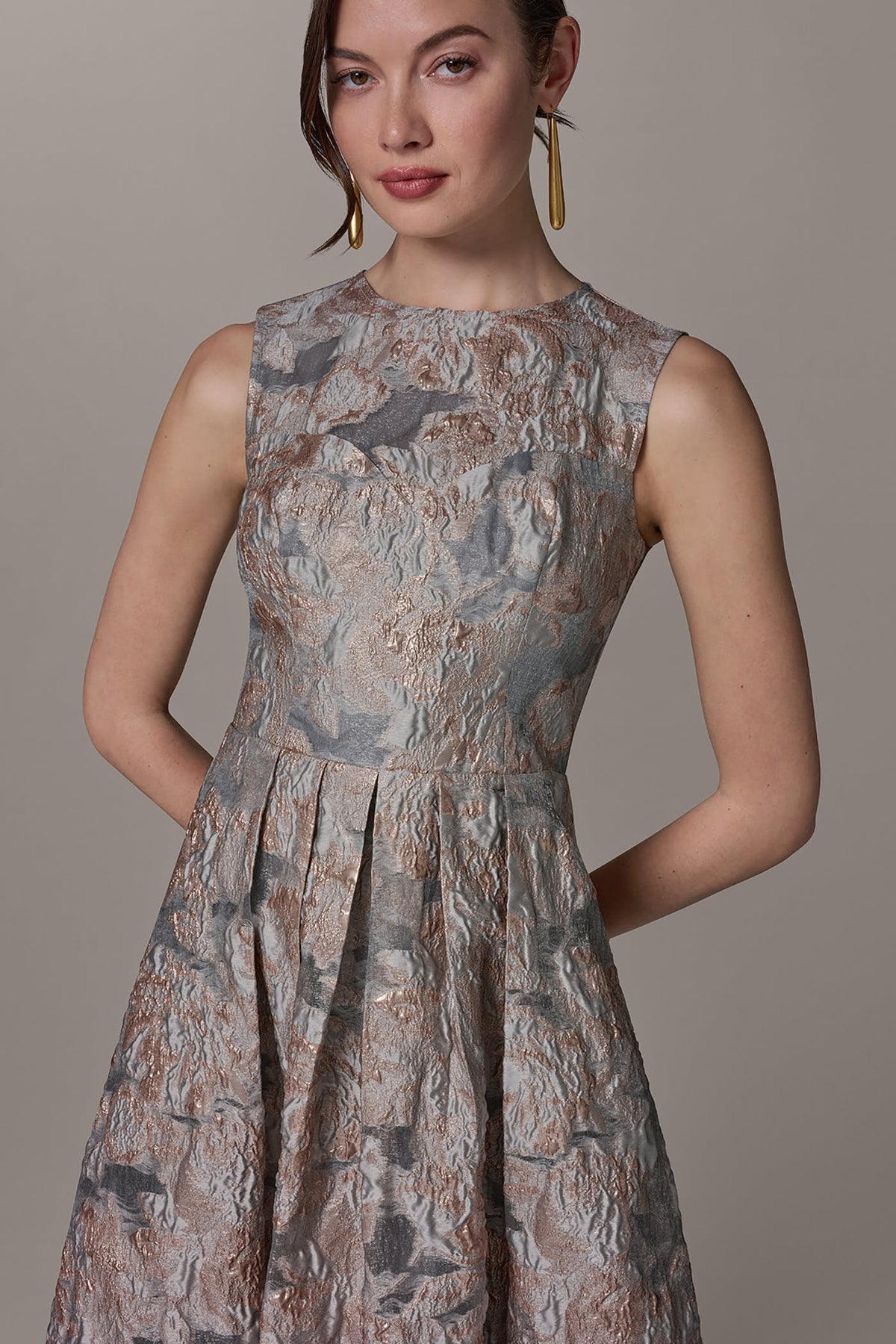 fit and flare brocade dress Women's Bertha Fit and Flare Off-Shoulder Brocade Midi Dress XS/XS/S/M/L/XL/Customize Blue Floral MEAN BLVD L / Blue / Floral