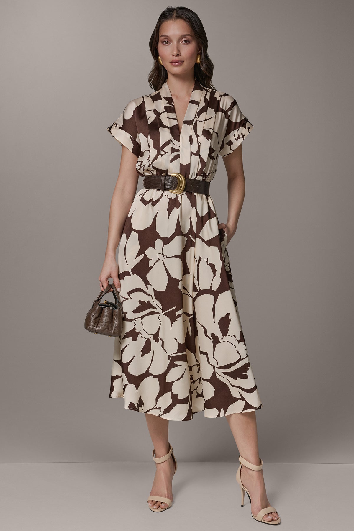 Donna Karan Belted Midi Dress - Brown - Size 6