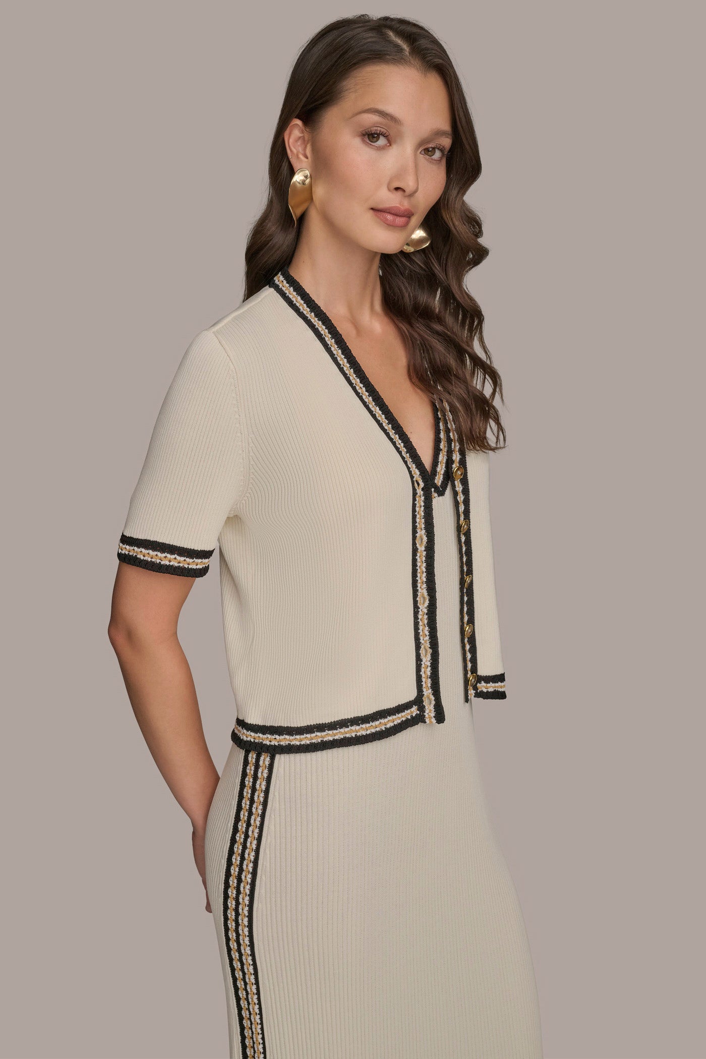 PIPED SHEATH DRESS WITH CARDIGAN VIEW 7 | Essential Dresses PIPED SHEATH DRESS WITH CARDIGAN VIEW 7 | Essential Dresses
