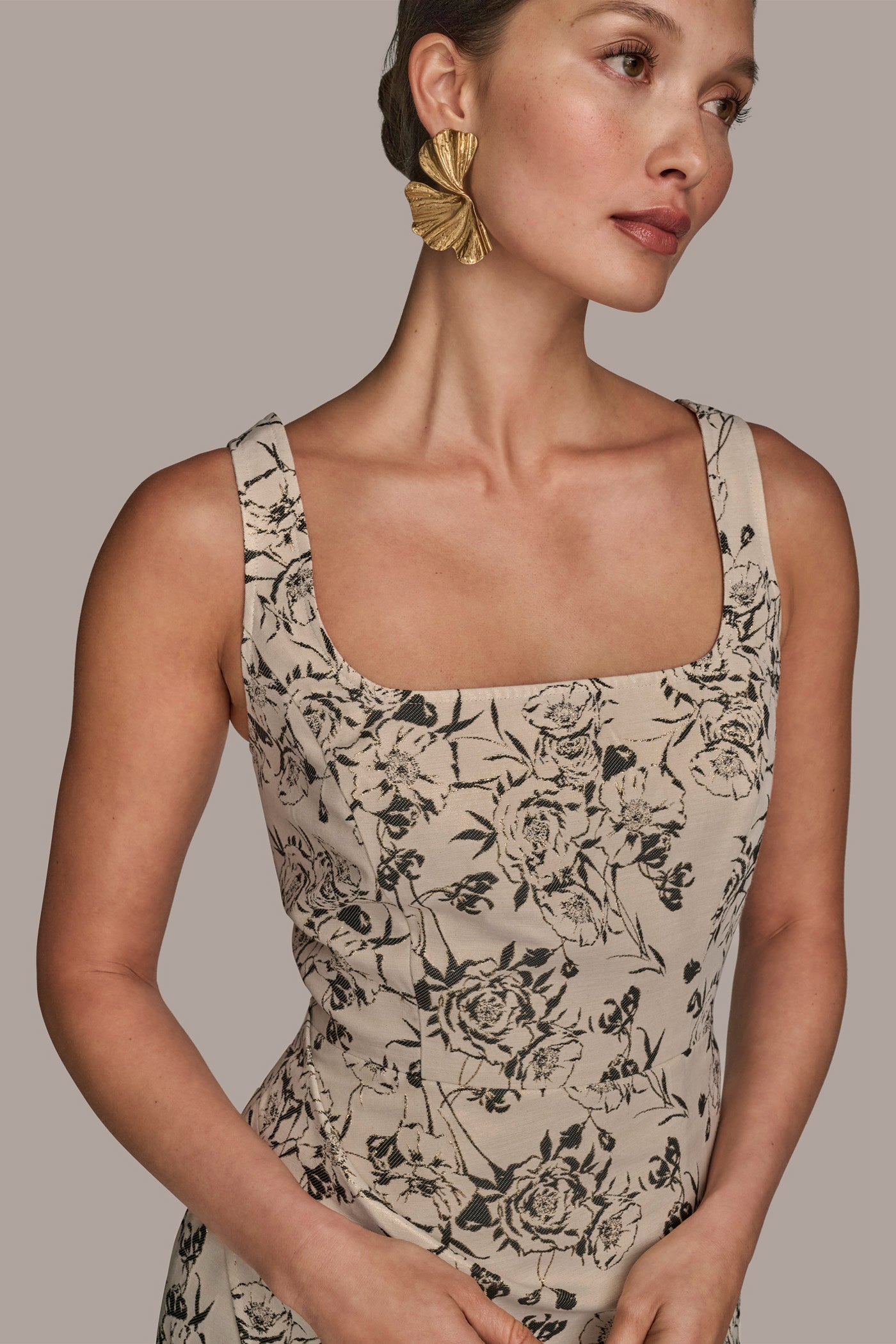 WRAP-EFFECT FLORAL SHEATH DRESS VIEW 5 WRAP-EFFECT FLORAL SHEATH DRESS VIEW 5