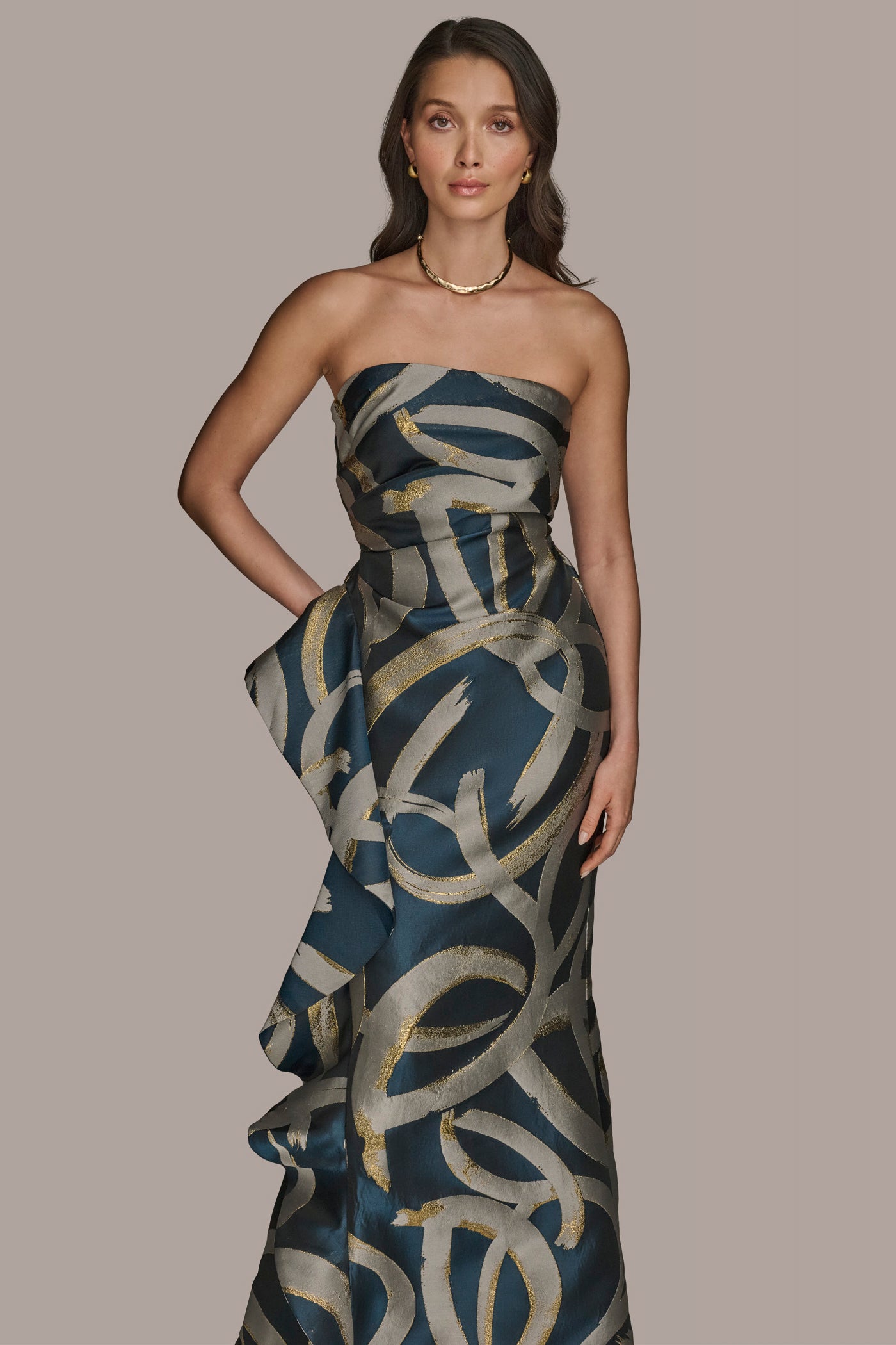 STRAPLESS RUFFLED GOWN VIEW 4 STRAPLESS RUFFLED GOWN VIEW 4