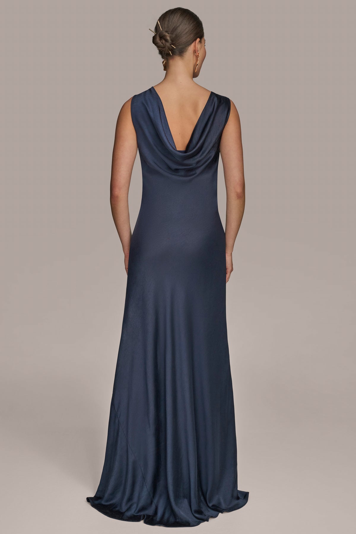 Satin Sleeveless Asymmetric Gown | Gown