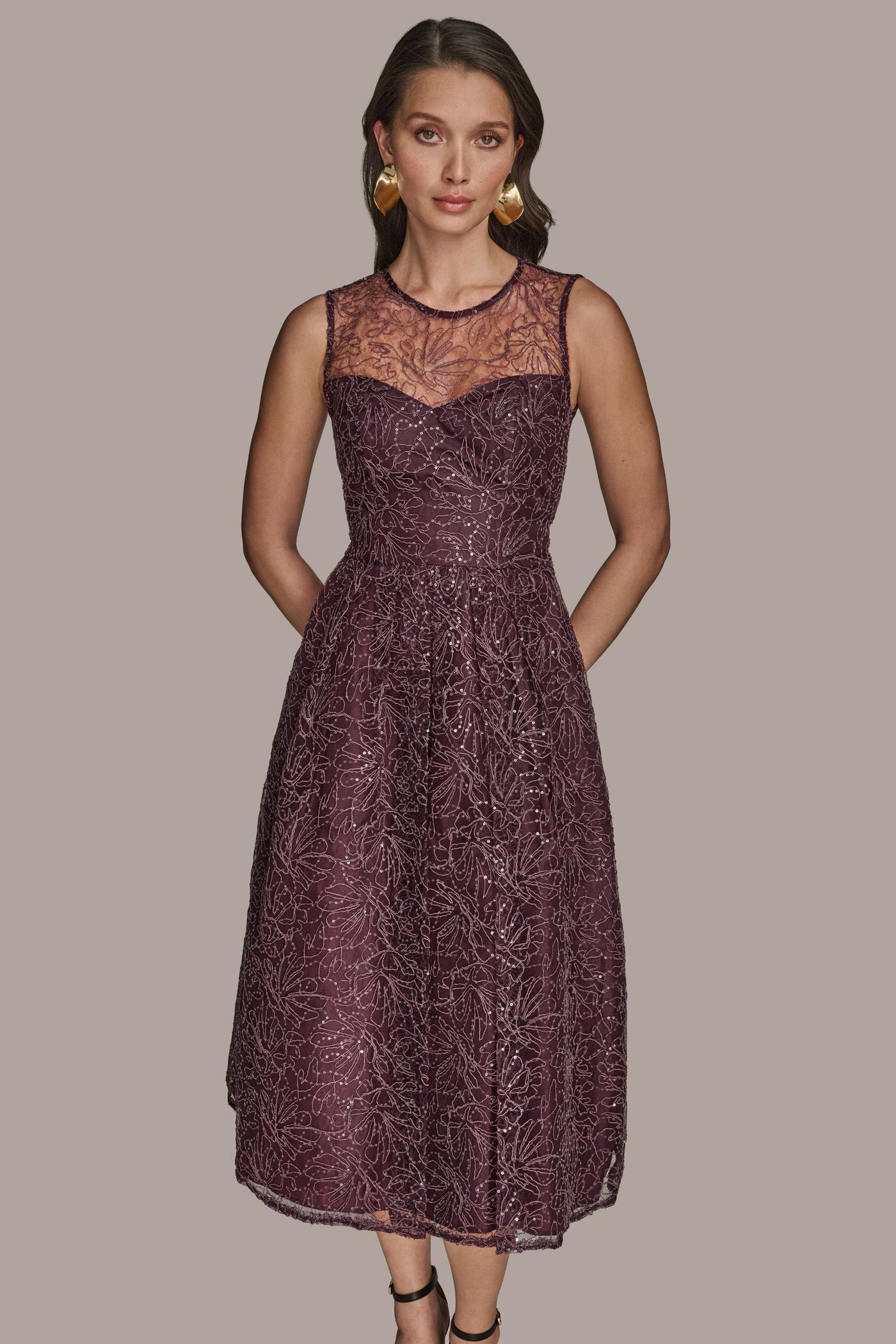 EMBELLISHED ILLUSION MIDI GOWN VIEW 4 | Cocktail & Party EMBELLISHED ILLUSION MIDI GOWN VIEW 4 | Cocktail & Party