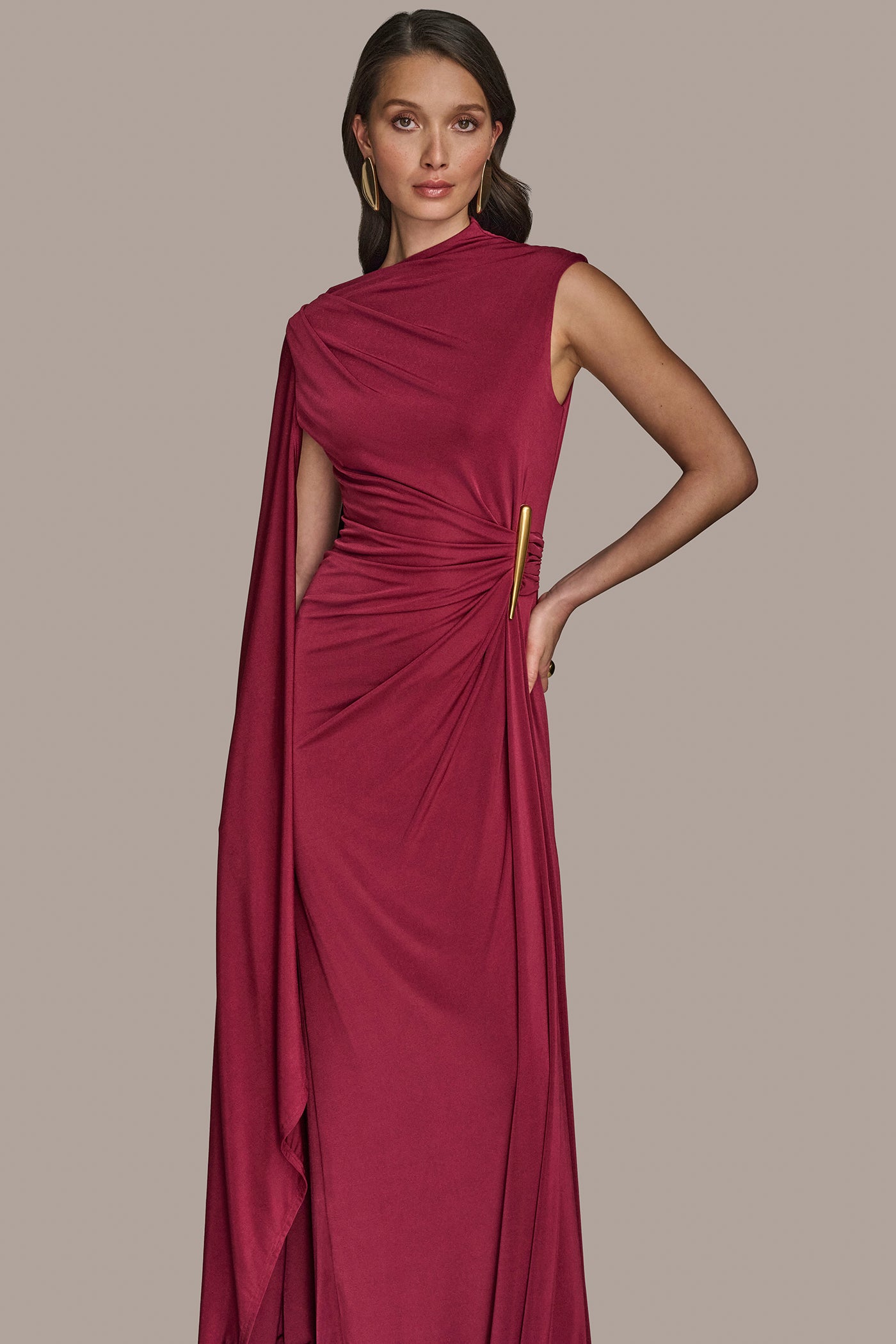 CAPE-SLEEVE GATHERED GOWN VIEW 5 CAPE-SLEEVE GATHERED GOWN VIEW 5