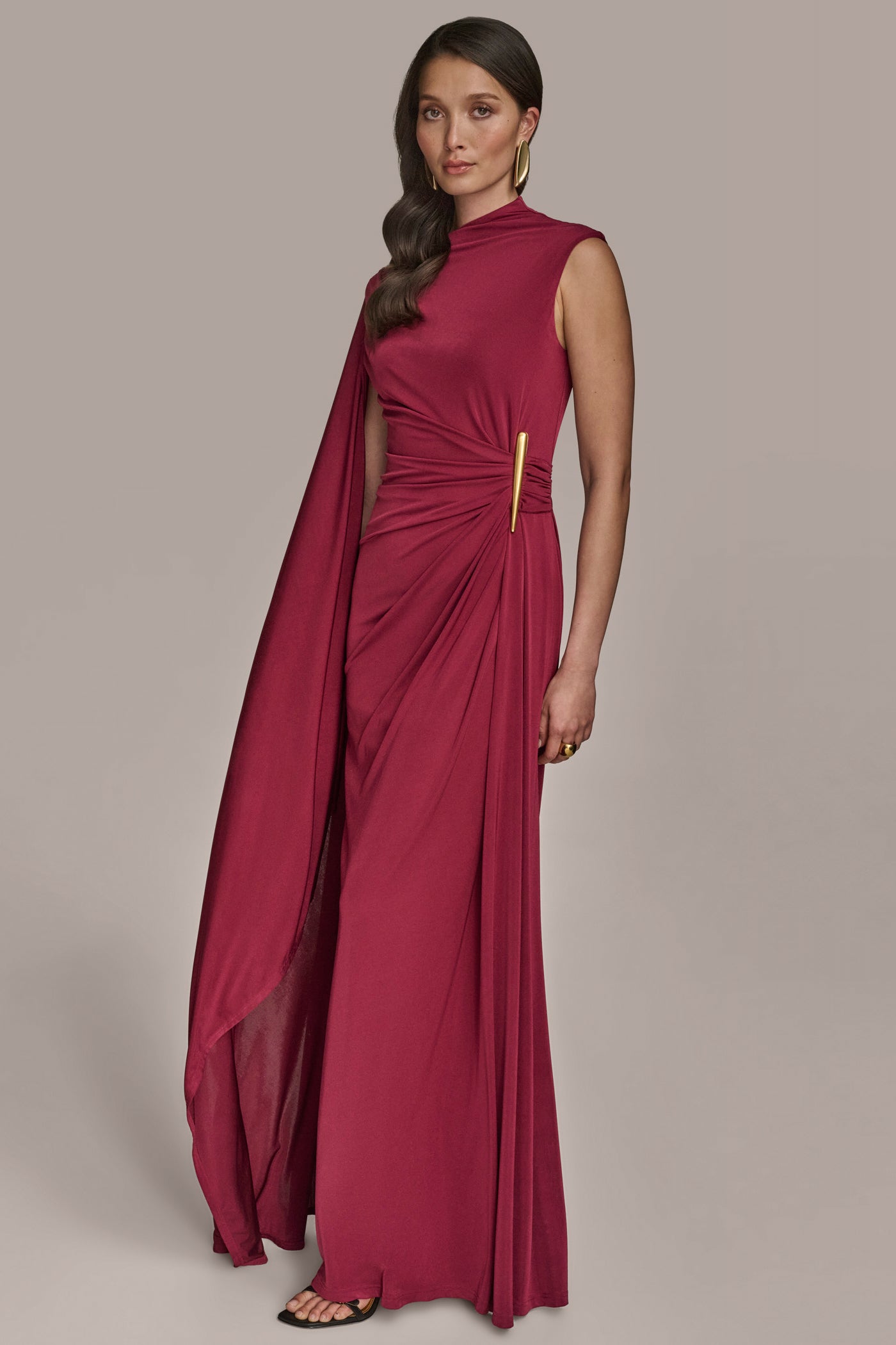 CAPE-SLEEVE GATHERED GOWN VIEW 4 CAPE-SLEEVE GATHERED GOWN VIEW 4