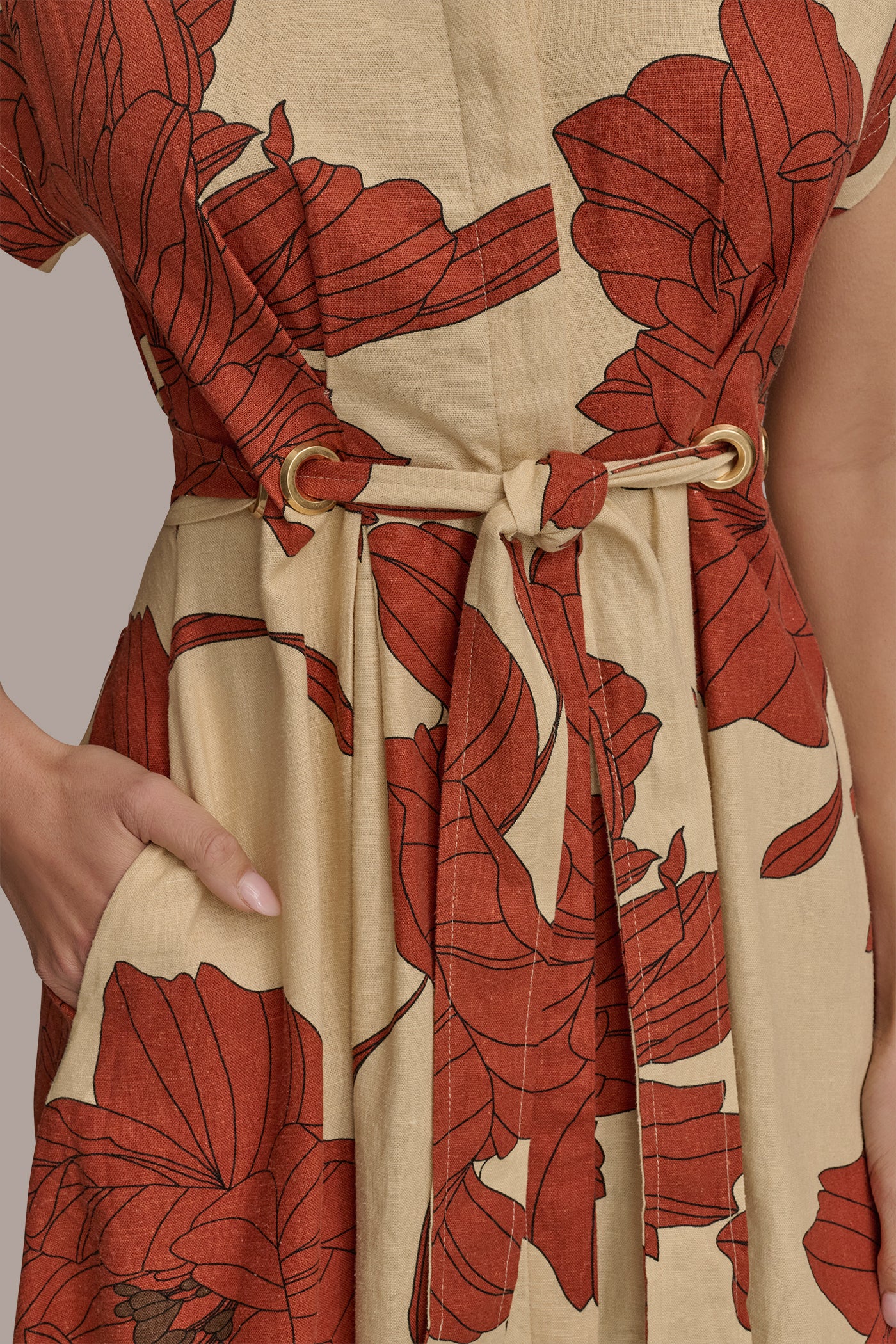 FLORAL LINEN-BLEND MIDI SHIRT DRESS VIEW 6 FLORAL LINEN-BLEND MIDI SHIRT DRESS VIEW 6