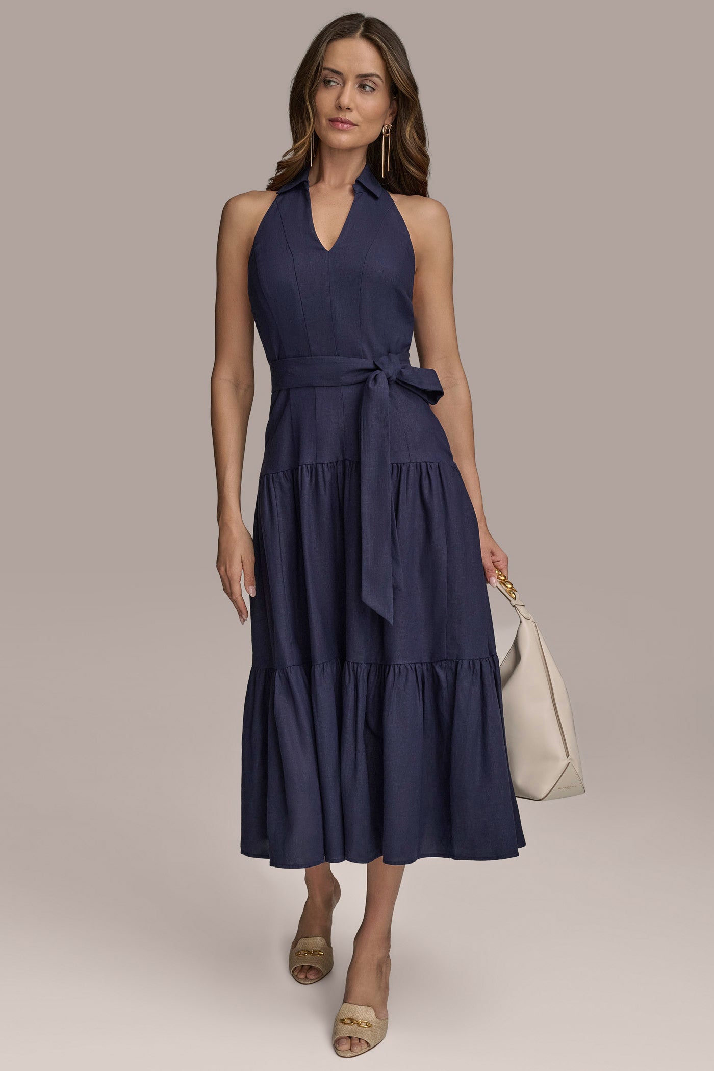 LINEN-BLEND MIDI HALTER SHIRT DRESS VIEW 5 | Sale Dresses and Jumpsuits LINEN-BLEND MIDI HALTER SHIRT DRESS VIEW 5 | Sale Dresses and Jumpsuits