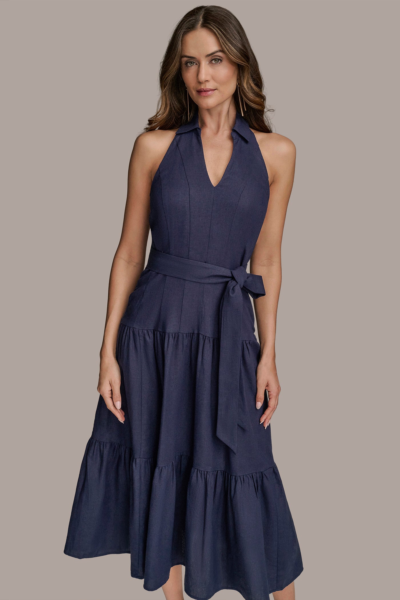 LINEN-BLEND MIDI HALTER SHIRT DRESS VIEW 6 | Sale Dresses and Jumpsuits LINEN-BLEND MIDI HALTER SHIRT DRESS VIEW 6 | Sale Dresses and Jumpsuits