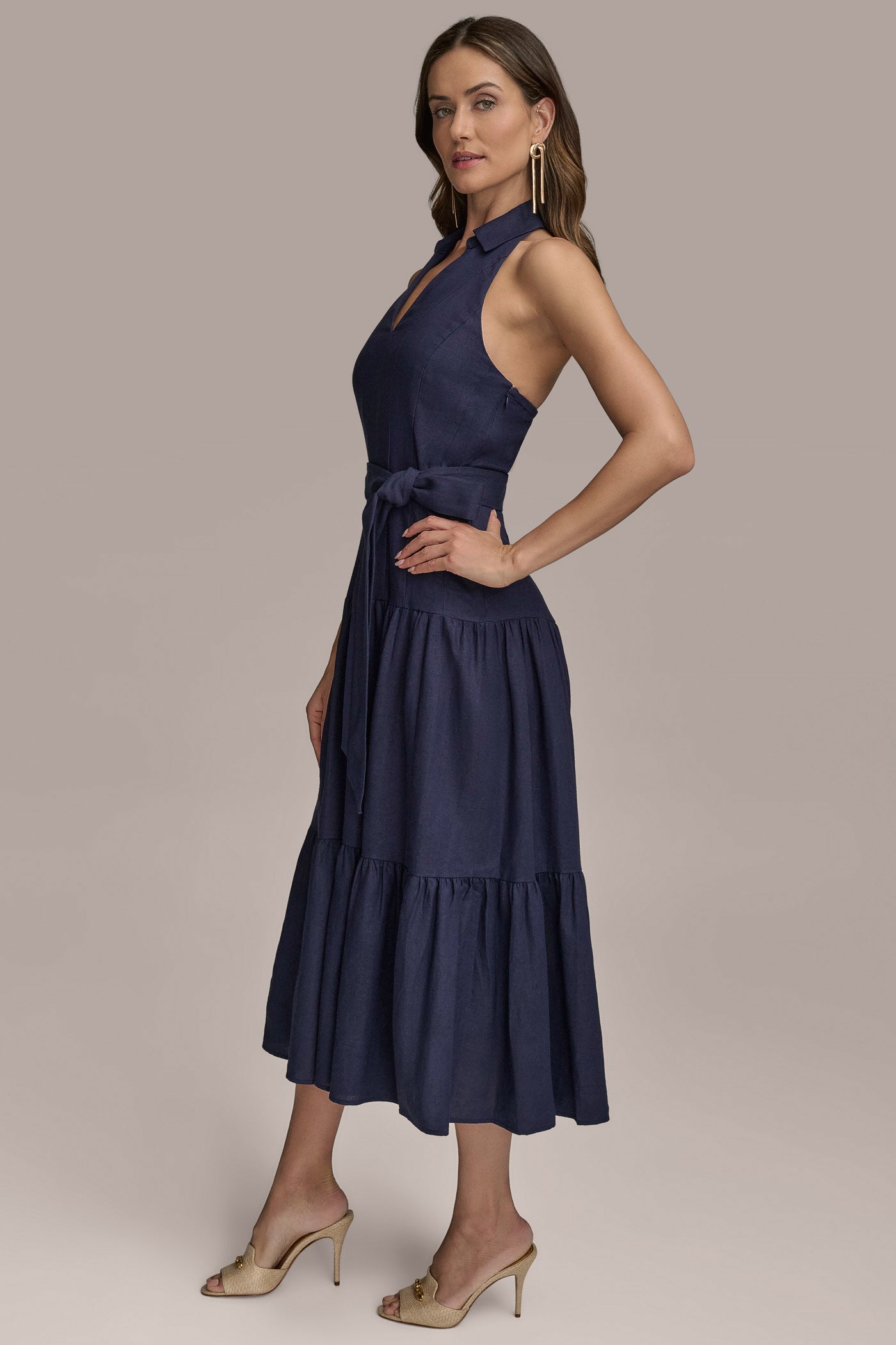 LINEN-BLEND MIDI HALTER SHIRT DRESS VIEW 4 | Sale Dresses and Jumpsuits LINEN-BLEND MIDI HALTER SHIRT DRESS VIEW 4 | Sale Dresses and Jumpsuits