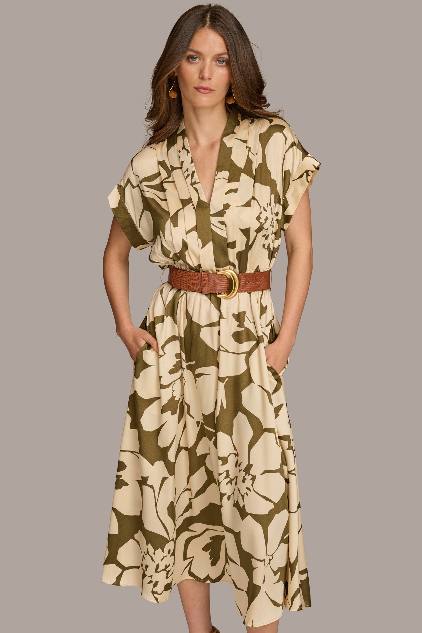 FIT AND FLARE MIDI DRESS WITH BELT VIEW 3 | Last Chance FIT AND FLARE MIDI DRESS WITH BELT VIEW 3 | Last Chance