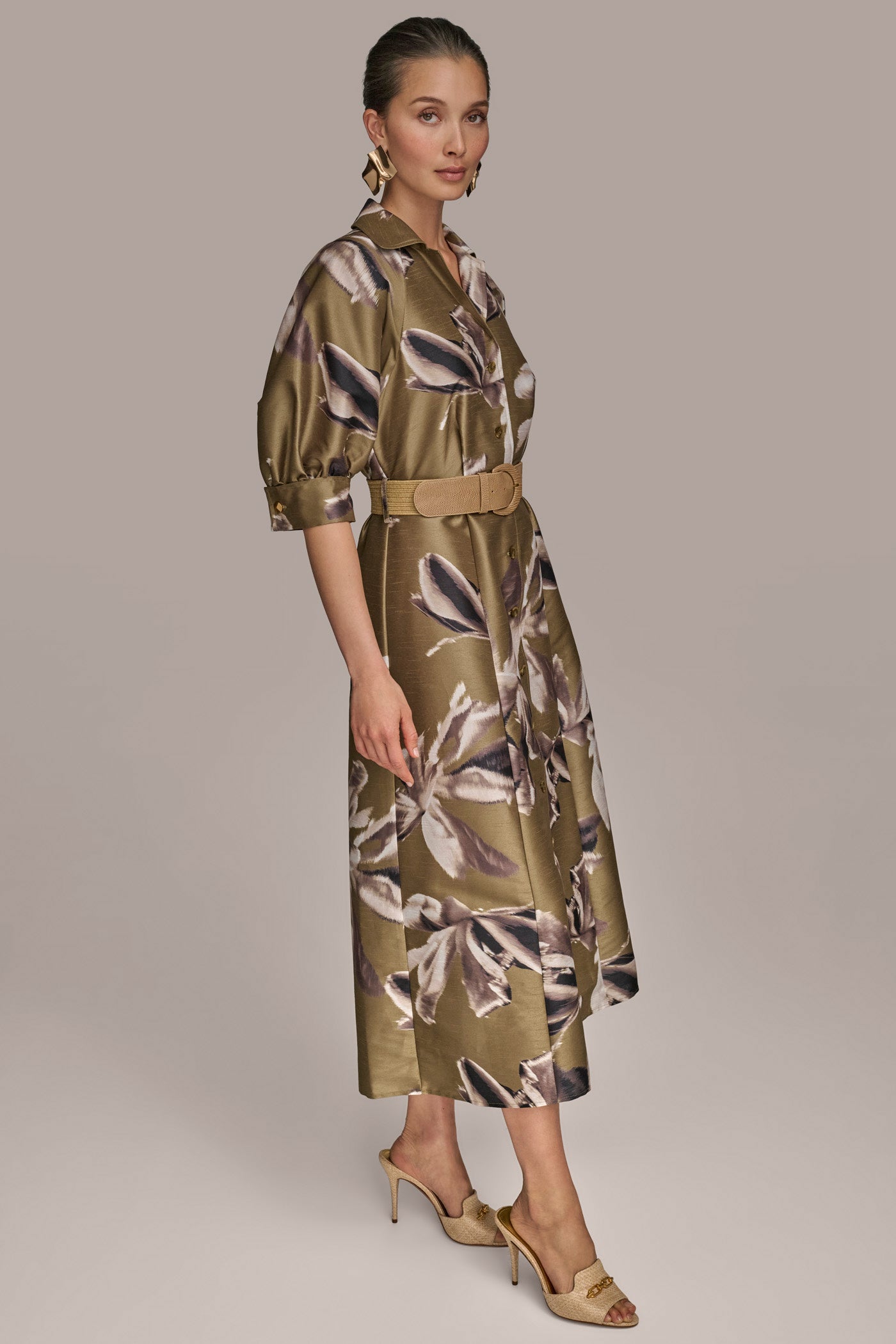BELTED MIDI SHIRT DRESS VIEW 3 BELTED MIDI SHIRT DRESS VIEW 3