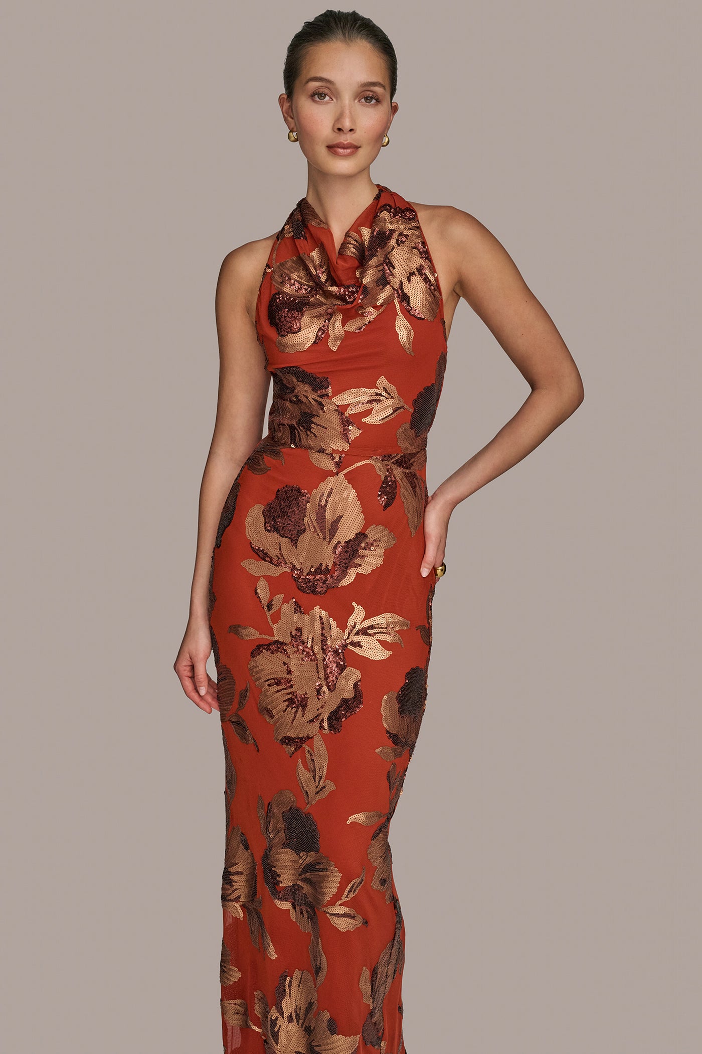 SEQUIN EMBELLISHED FLORAL HALTER GOWN VIEW 5 | Dresses & Jumpsuits SEQUIN EMBELLISHED FLORAL HALTER GOWN VIEW 5 | Dresses & Jumpsuits