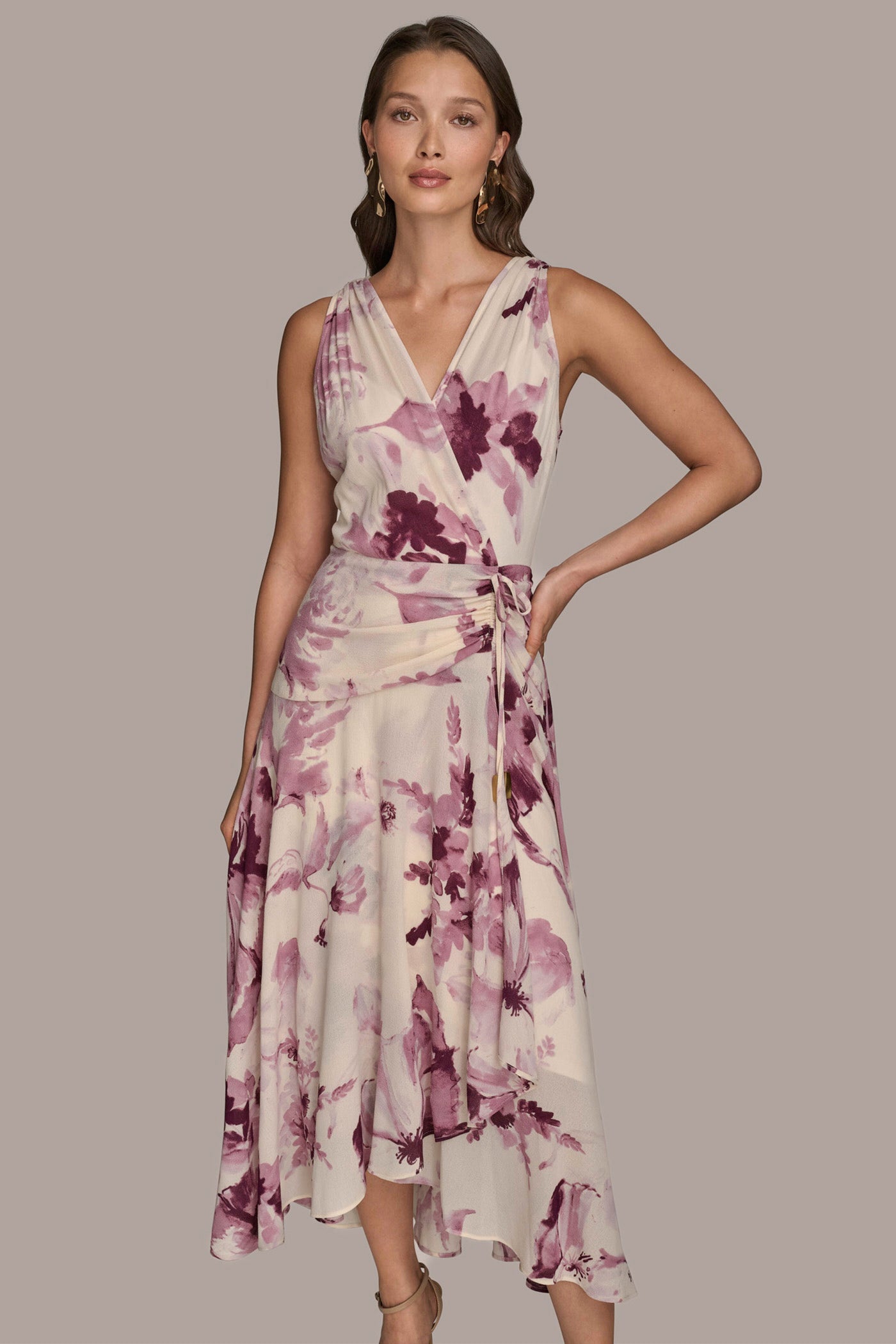 WRAP EFFECT FLORAL MIDI DRESS VIEW 4 WRAP EFFECT FLORAL MIDI DRESS VIEW 4