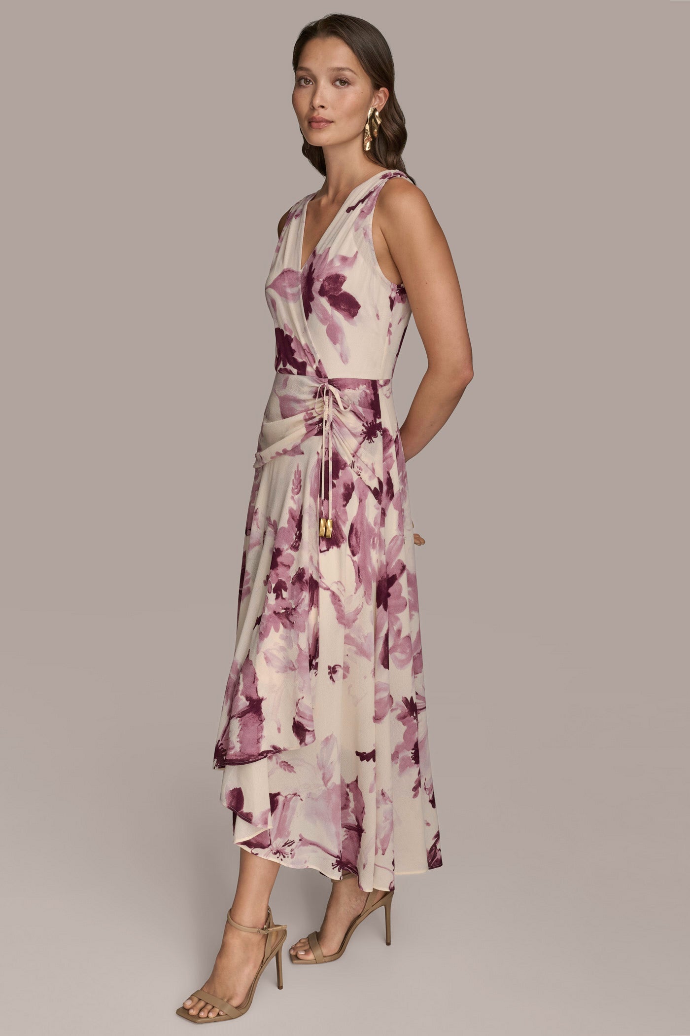 WRAP EFFECT FLORAL MIDI DRESS VIEW 3 WRAP EFFECT FLORAL MIDI DRESS VIEW 3