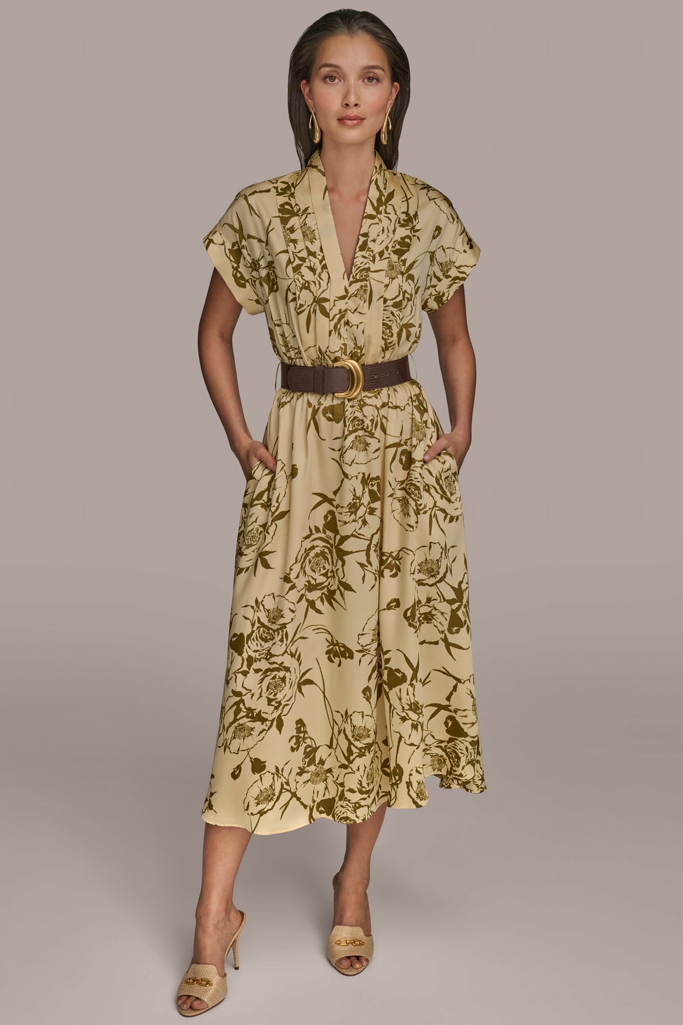 BELTED FLORAL MIDI DRESS | View 1 | Essential Dresses BELTED FLORAL MIDI DRESS | View 1 | Essential Dresses