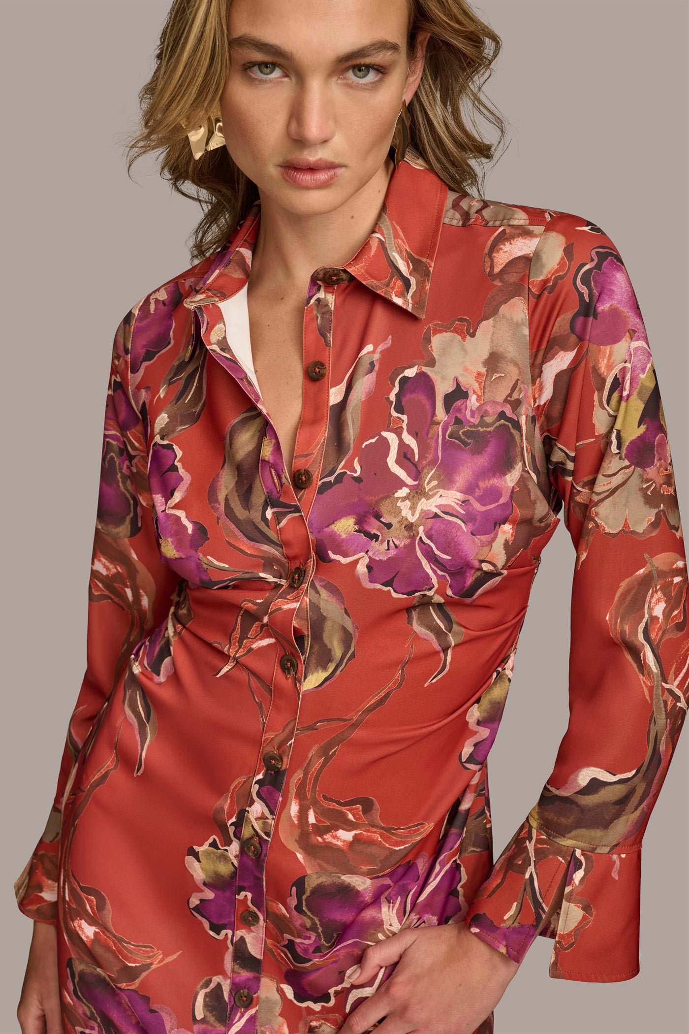 SATIN MIDI SHIRT DRESS VIEW 4 SATIN MIDI SHIRT DRESS VIEW 4
