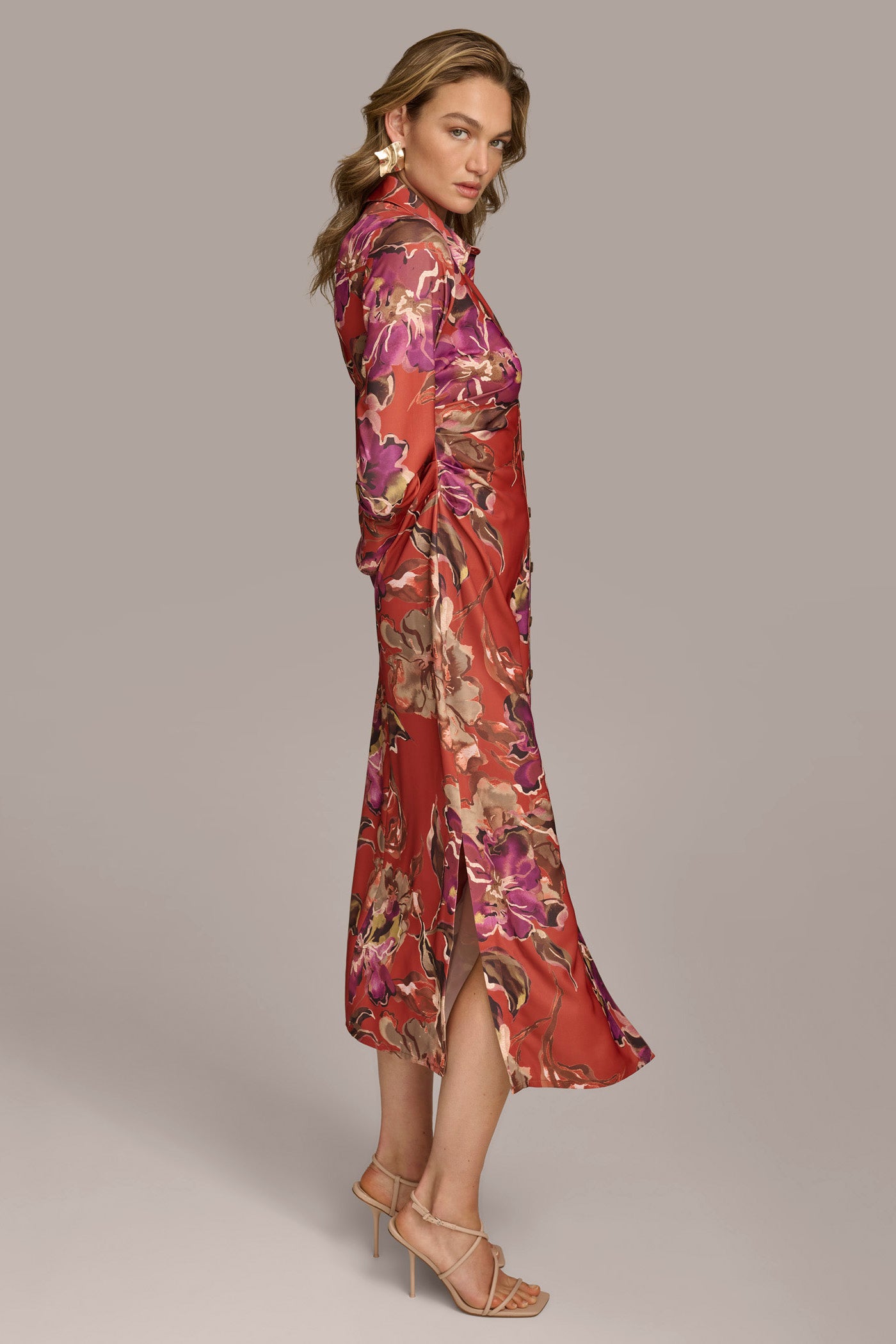 SATIN MIDI SHIRT DRESS VIEW 3 SATIN MIDI SHIRT DRESS VIEW 3