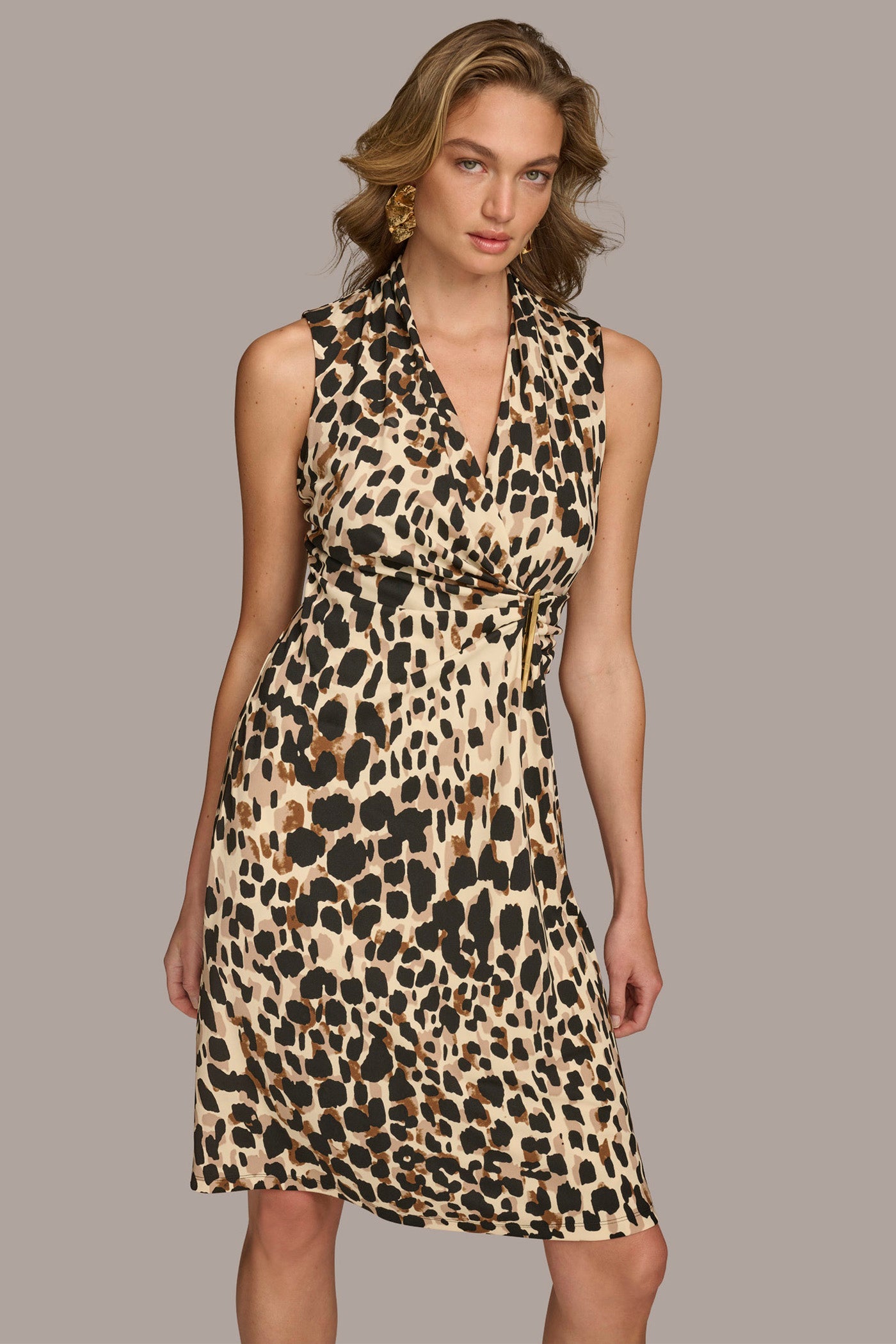 V-NECK LEOPARD MIDI DRESS VIEW 4 V-NECK LEOPARD MIDI DRESS VIEW 4