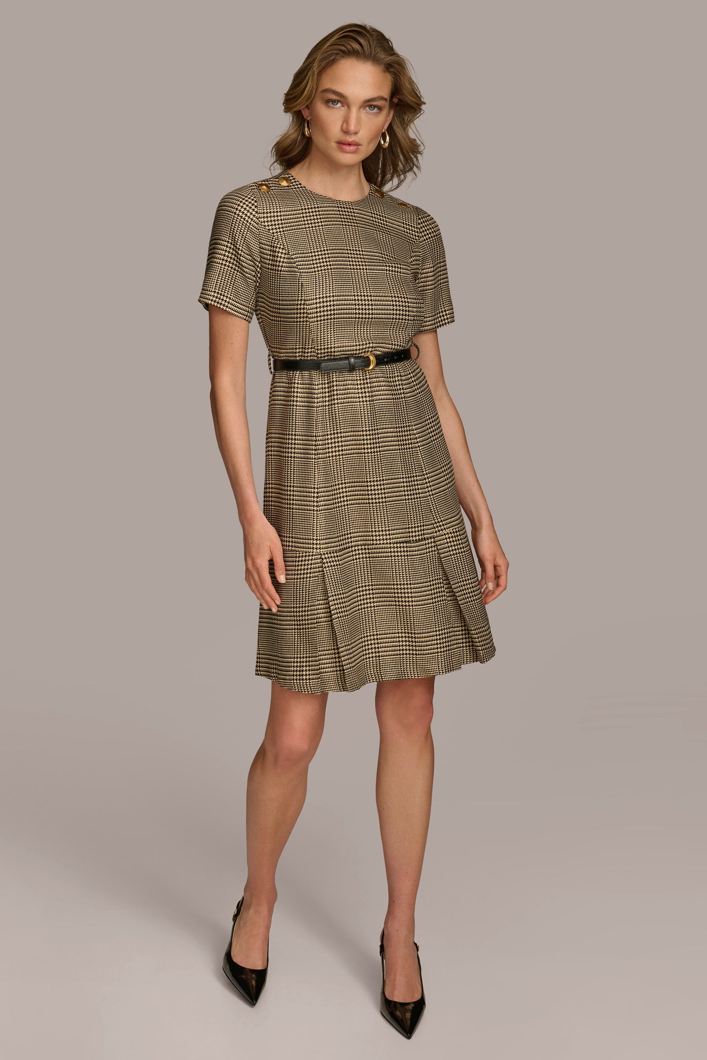 PLEATED PLAID DRESS WITH BELT VIEW 4 | Select Dresses PLEATED PLAID DRESS WITH BELT VIEW 4 | Select Dresses