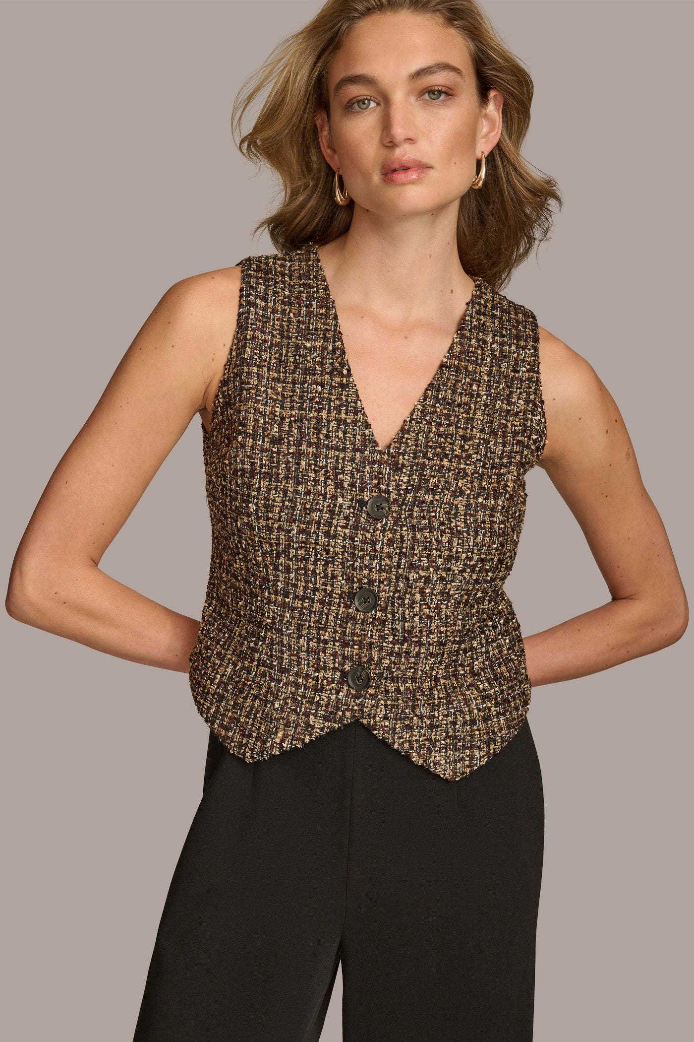 TAILORED JUMPSUIT WITH TWEED VEST VIEW 3 TAILORED JUMPSUIT WITH TWEED VEST VIEW 3