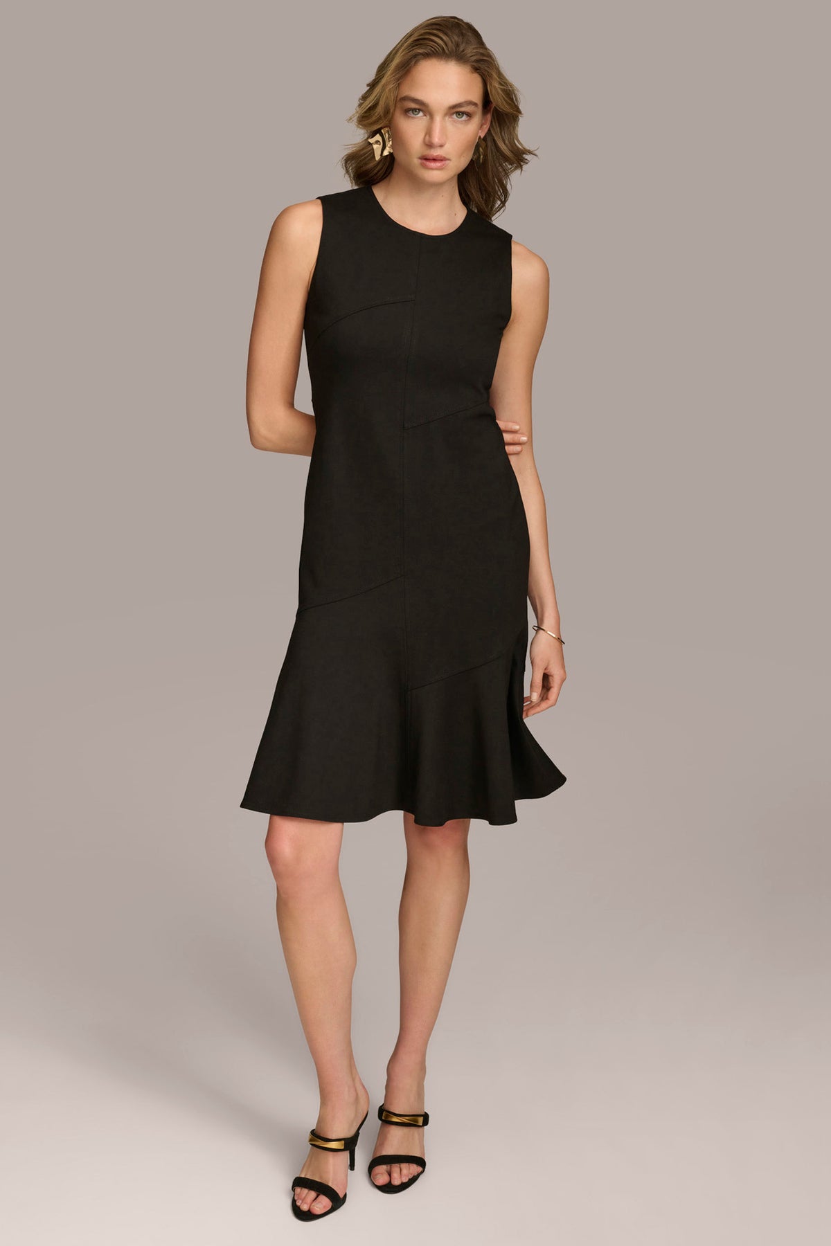 sleeveless black dress Sleeveless Crew Neck Flounce A Line Dress | A-Line Dress