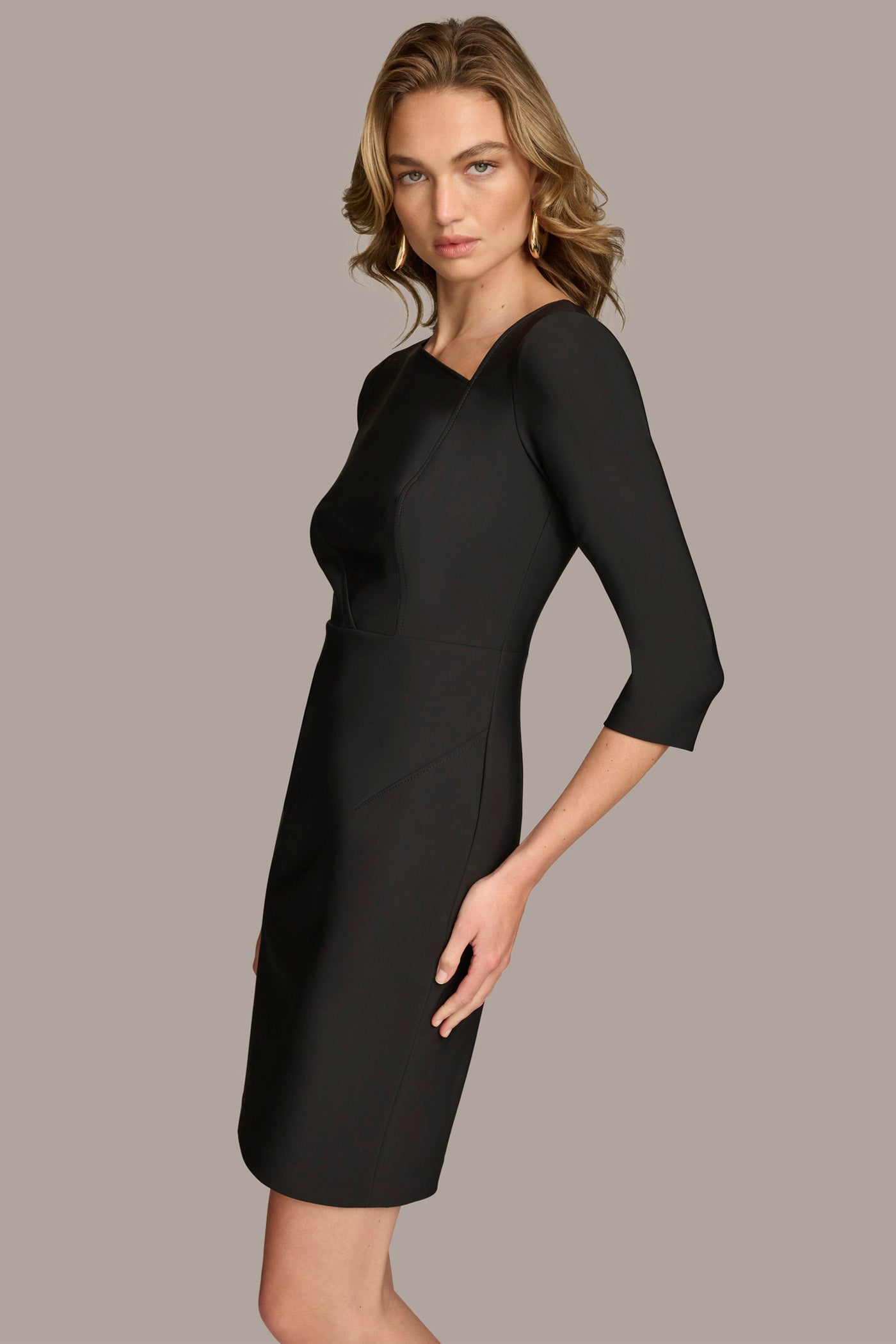 SCUBA SHEATH WITH ASYMMETRICAL NECK VIEW 3 | Black Dresses SCUBA SHEATH WITH ASYMMETRICAL NECK VIEW 3 | Black Dresses