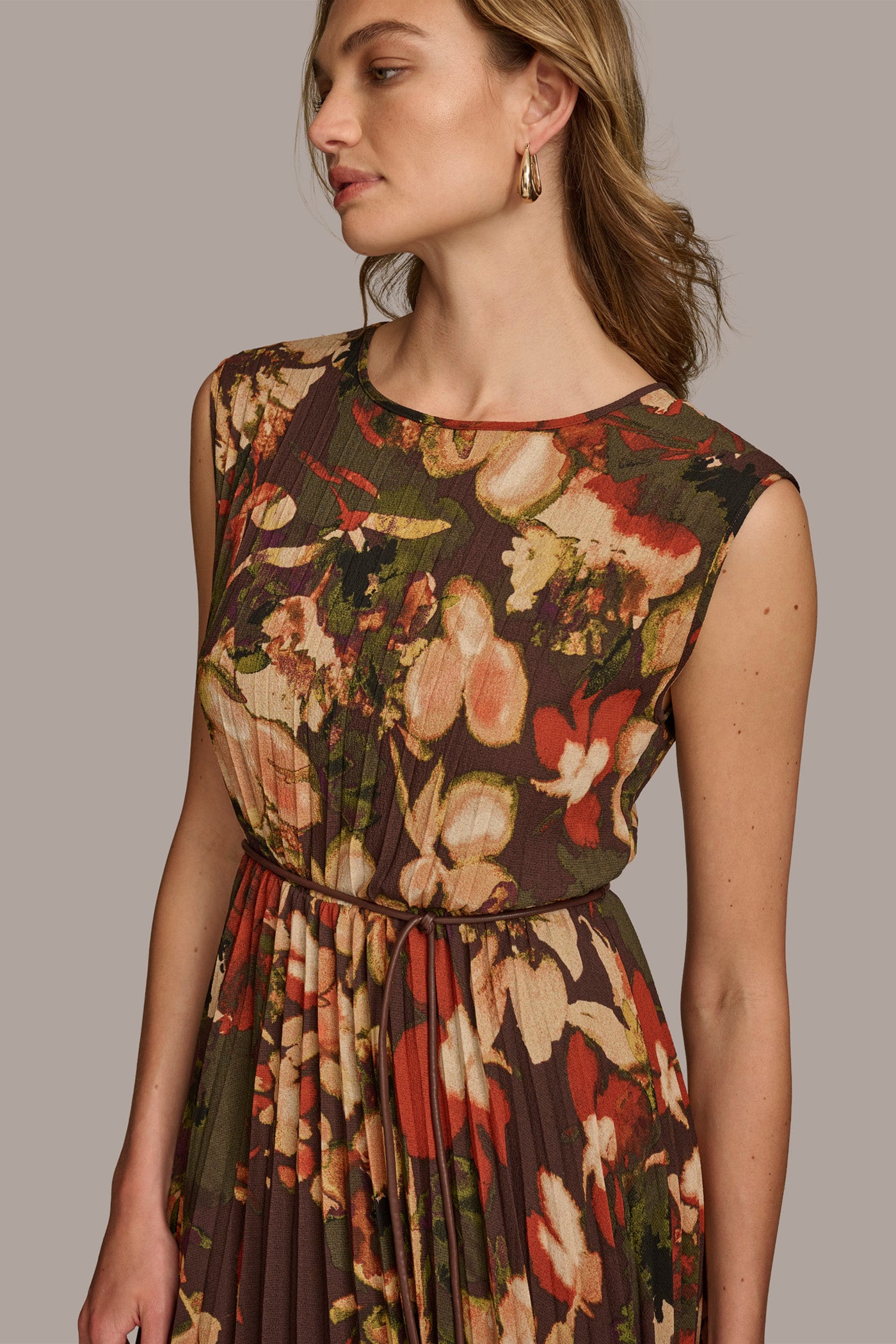 CHIFFON PLEATED A LINE DRESS WITH CORD BELT VIEW 5 | All Products CHIFFON PLEATED A LINE DRESS WITH CORD BELT VIEW 5 | All Products