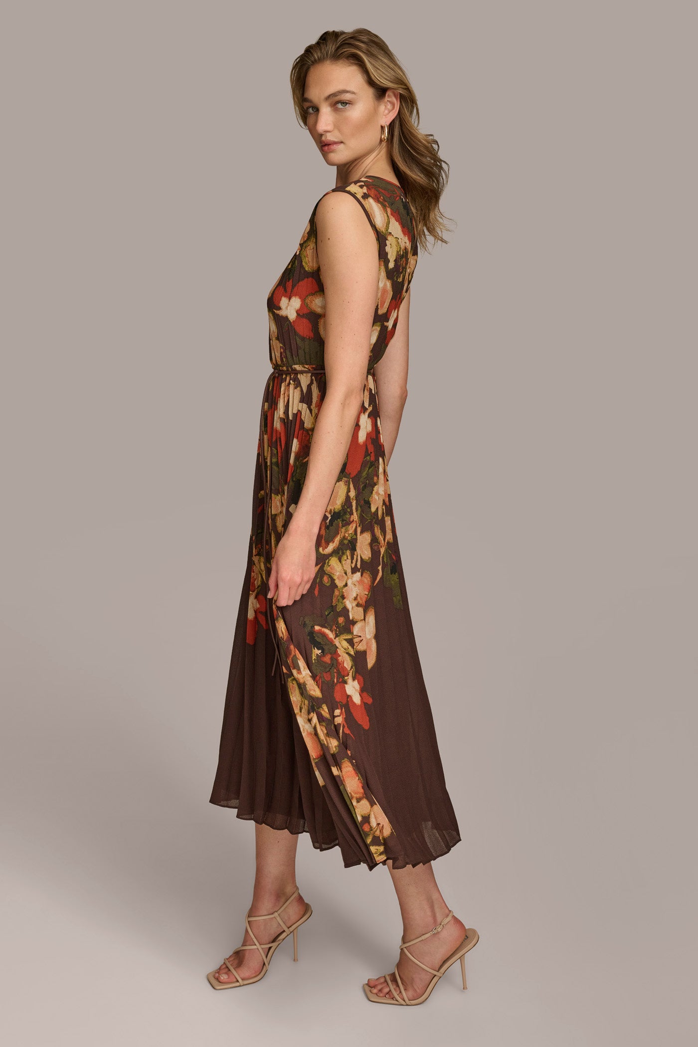CHIFFON PLEATED A LINE DRESS WITH CORD BELT VIEW 3 | All Products CHIFFON PLEATED A LINE DRESS WITH CORD BELT VIEW 3 | All Products