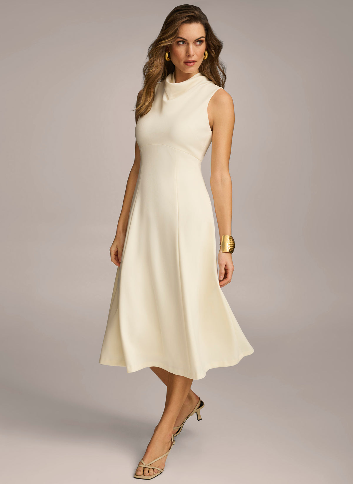 knee length dresses for ladies Pink City DKNY Cowl Neck Midi Slip Dress main image 1