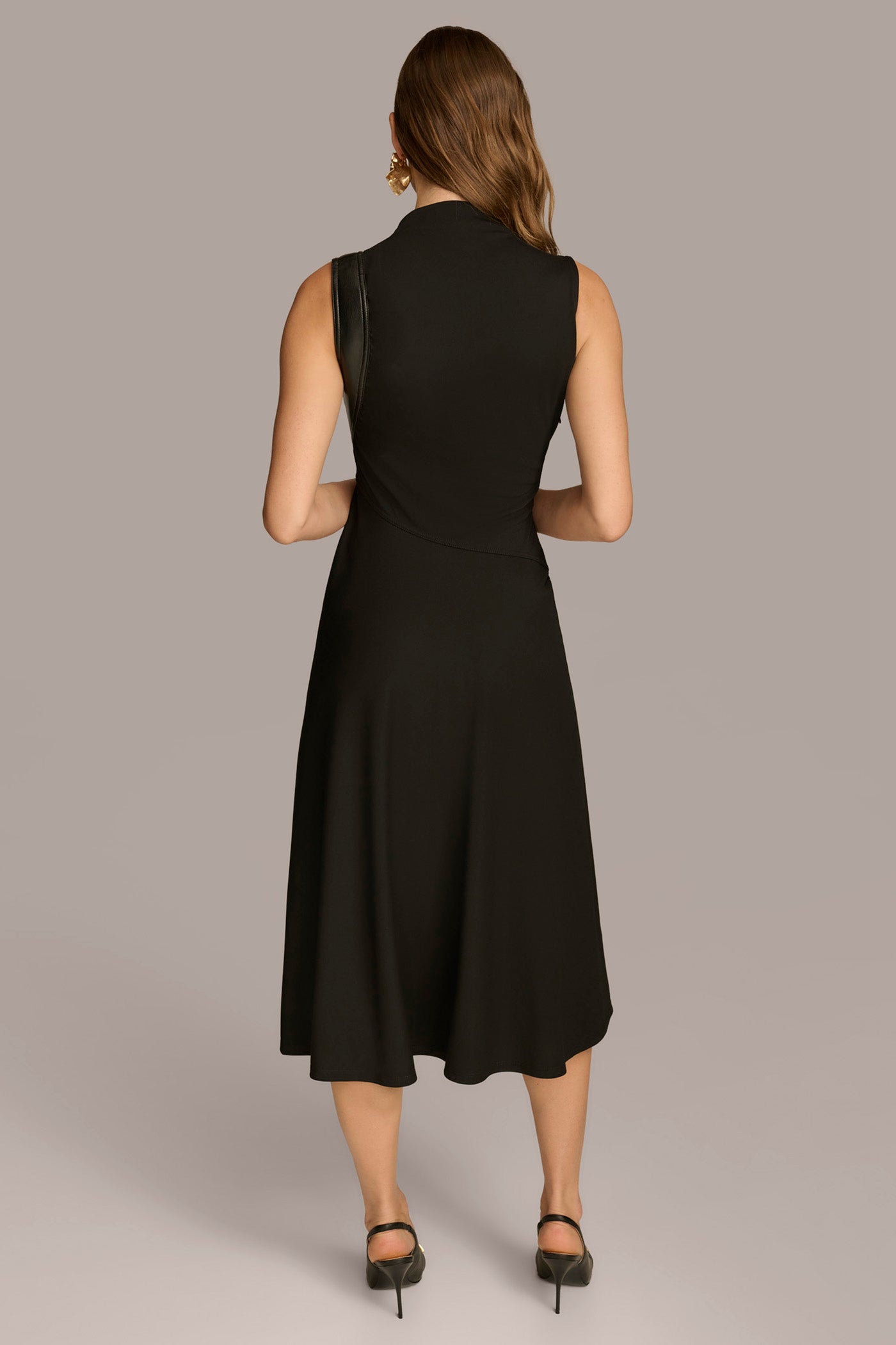 MOCK NECK A LINE MIDI DRESS VIEW 2 MOCK NECK A LINE MIDI DRESS VIEW 2
