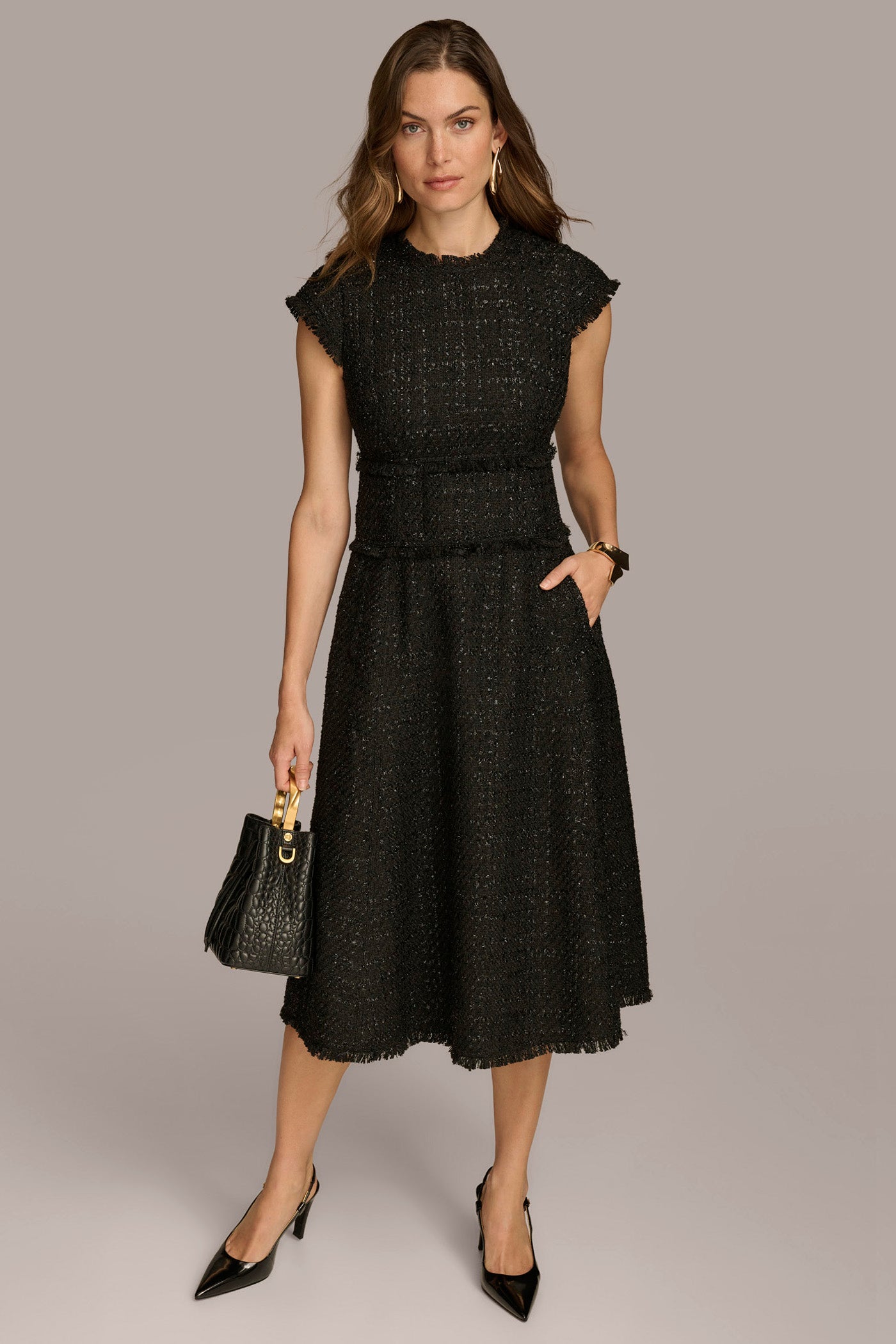 TWEED MIDI DRESS VIEW 1 TWEED MIDI DRESS VIEW 1