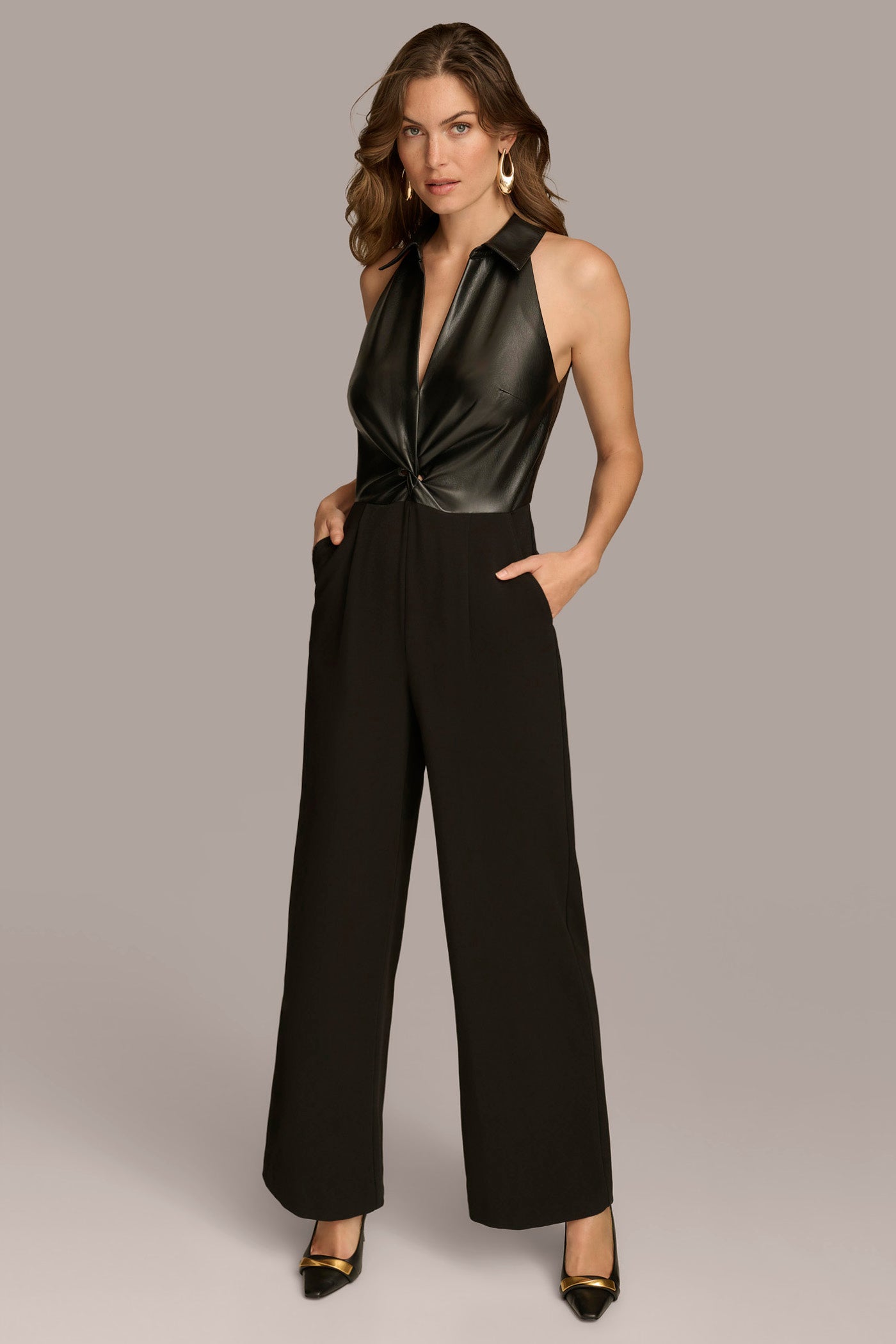 FAUX LEATHER TOP JUMPSUIT VIEW 4 | Last Chance FAUX LEATHER TOP JUMPSUIT VIEW 4 | Last Chance