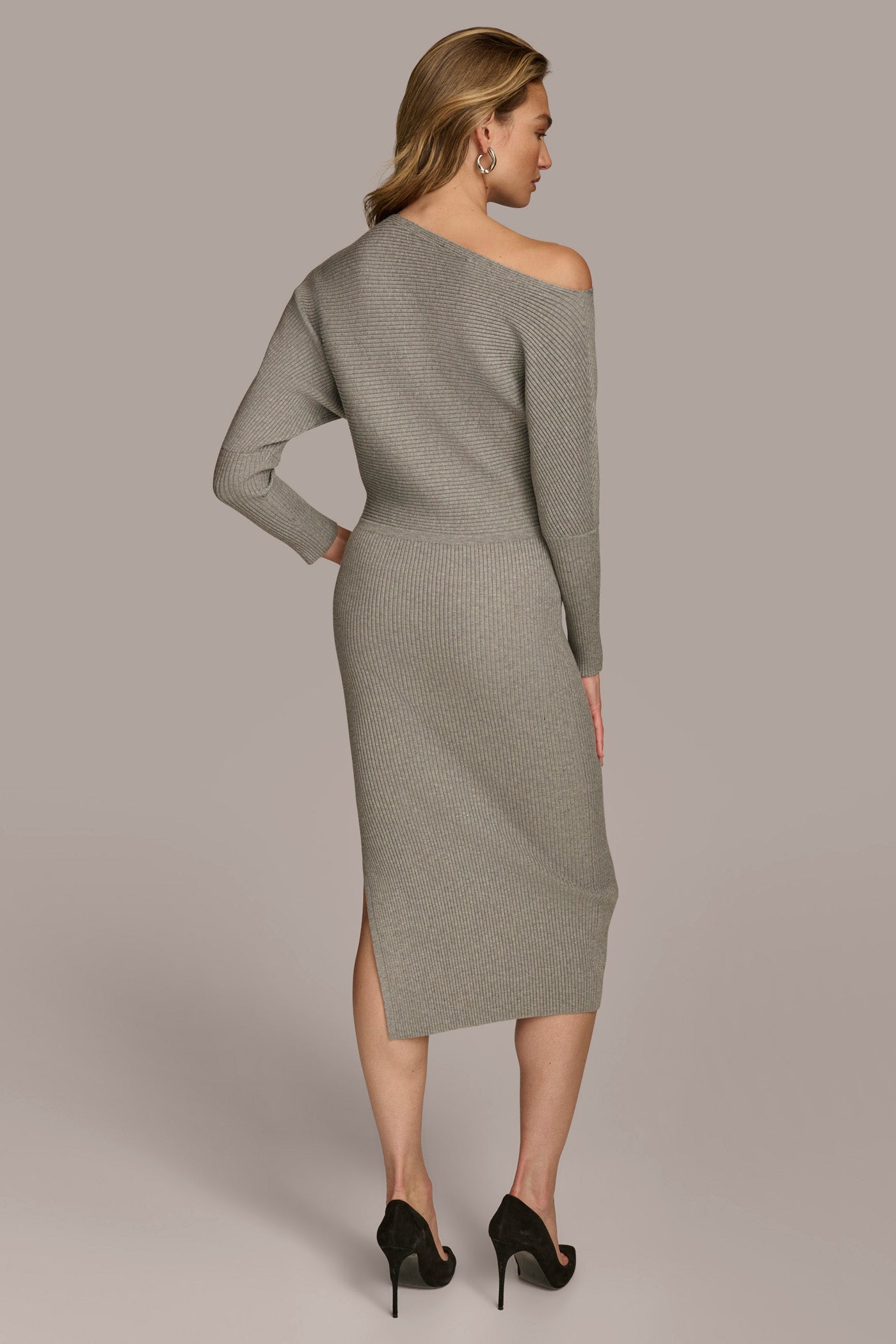 ONE SHOULDER SWEATER MIDI DRESS VIEW 2 ONE SHOULDER SWEATER MIDI DRESS VIEW 2