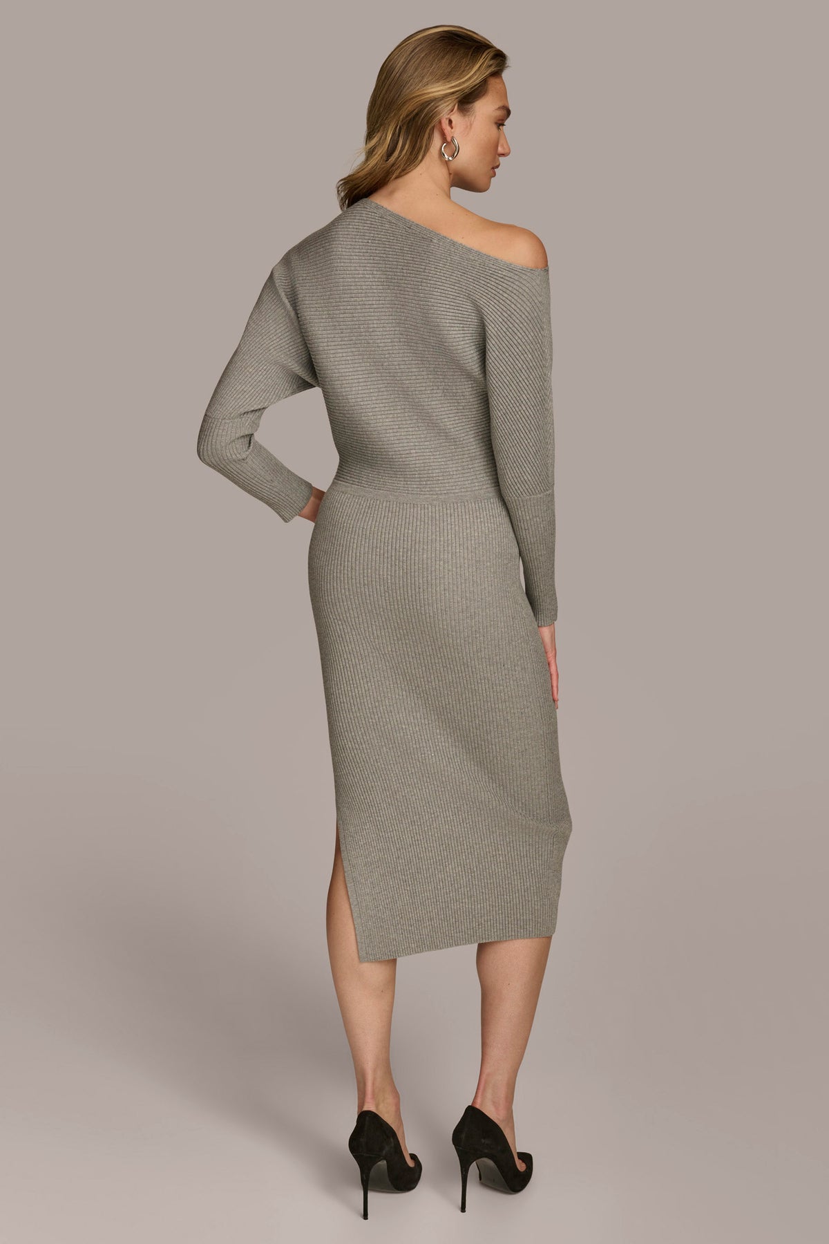 One Shoulder Sweater Midi Dress Donna Karan