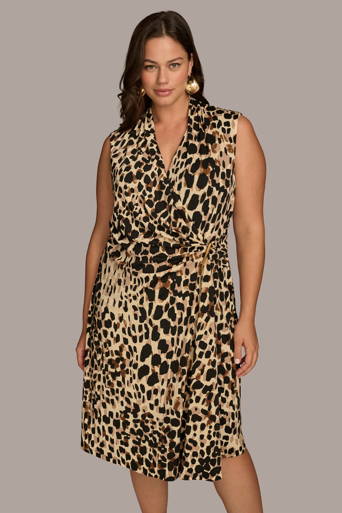V-NECK LEOPARD MIDI DRESS VIEW 9 V-NECK LEOPARD MIDI DRESS VIEW 9