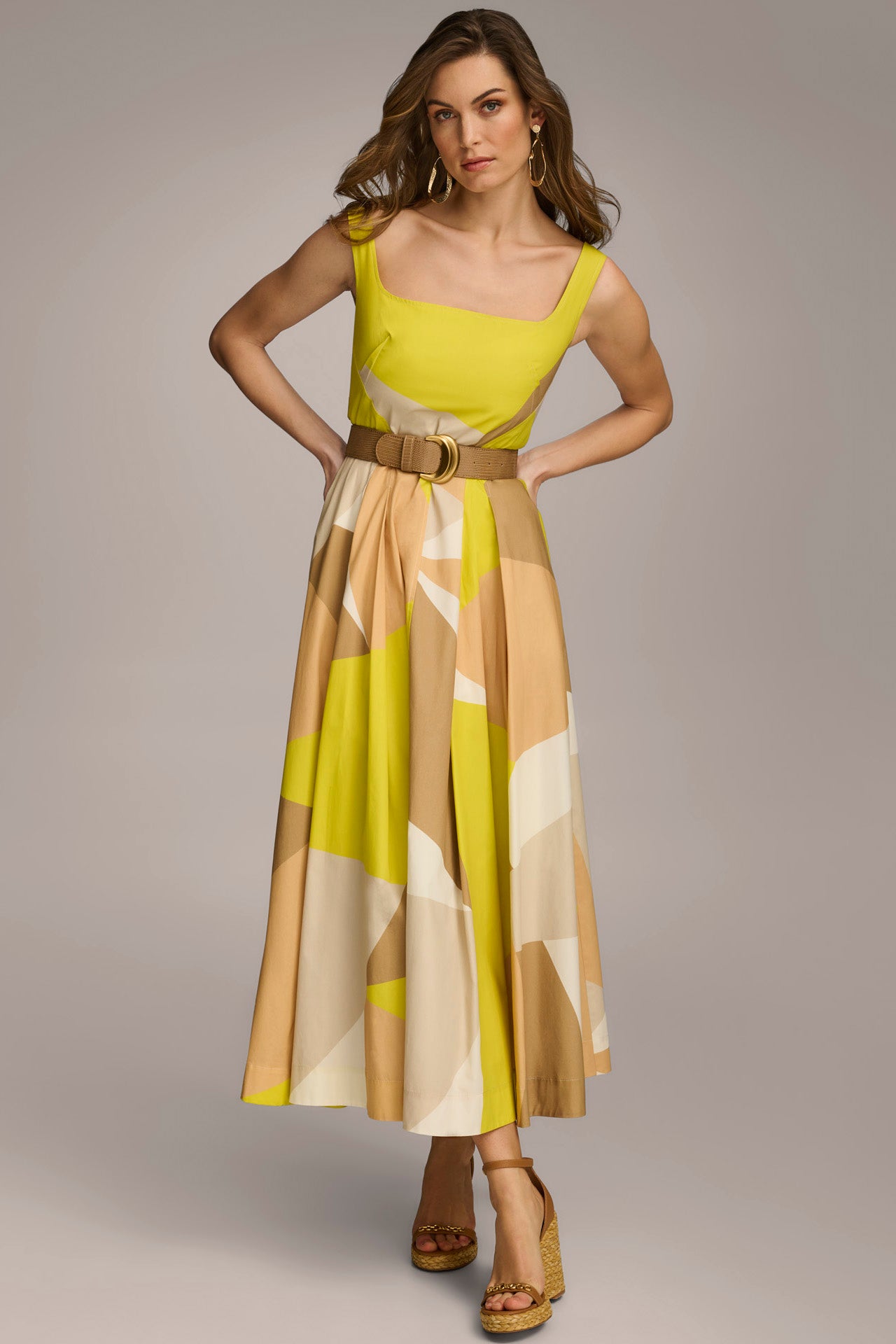 COLOR-BLOCK BELTED FIT AND FLARE DRESS VIEW 4 COLOR-BLOCK BELTED FIT AND FLARE DRESS VIEW 4