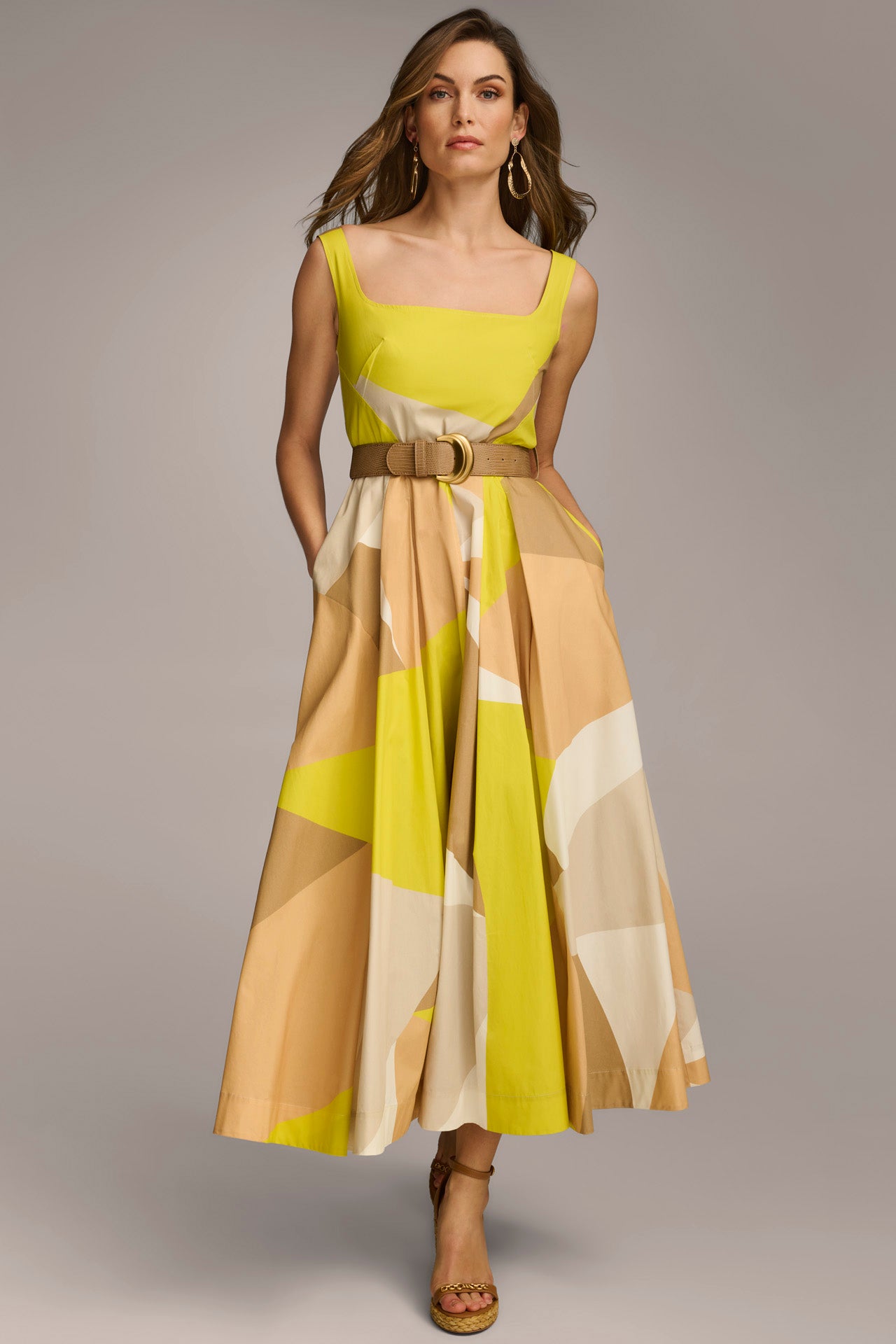 COLOR-BLOCK BELTED FIT AND FLARE DRESS | View 1 | SALE COLOR-BLOCK BELTED FIT AND FLARE DRESS | View 1 | SALE